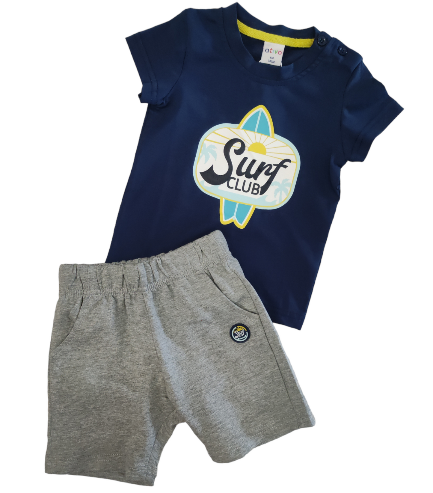 Completino T-Shirt Blu e Pantaloncino Grigio Estivo Ativo Kids Bambino 6-36 Mesi