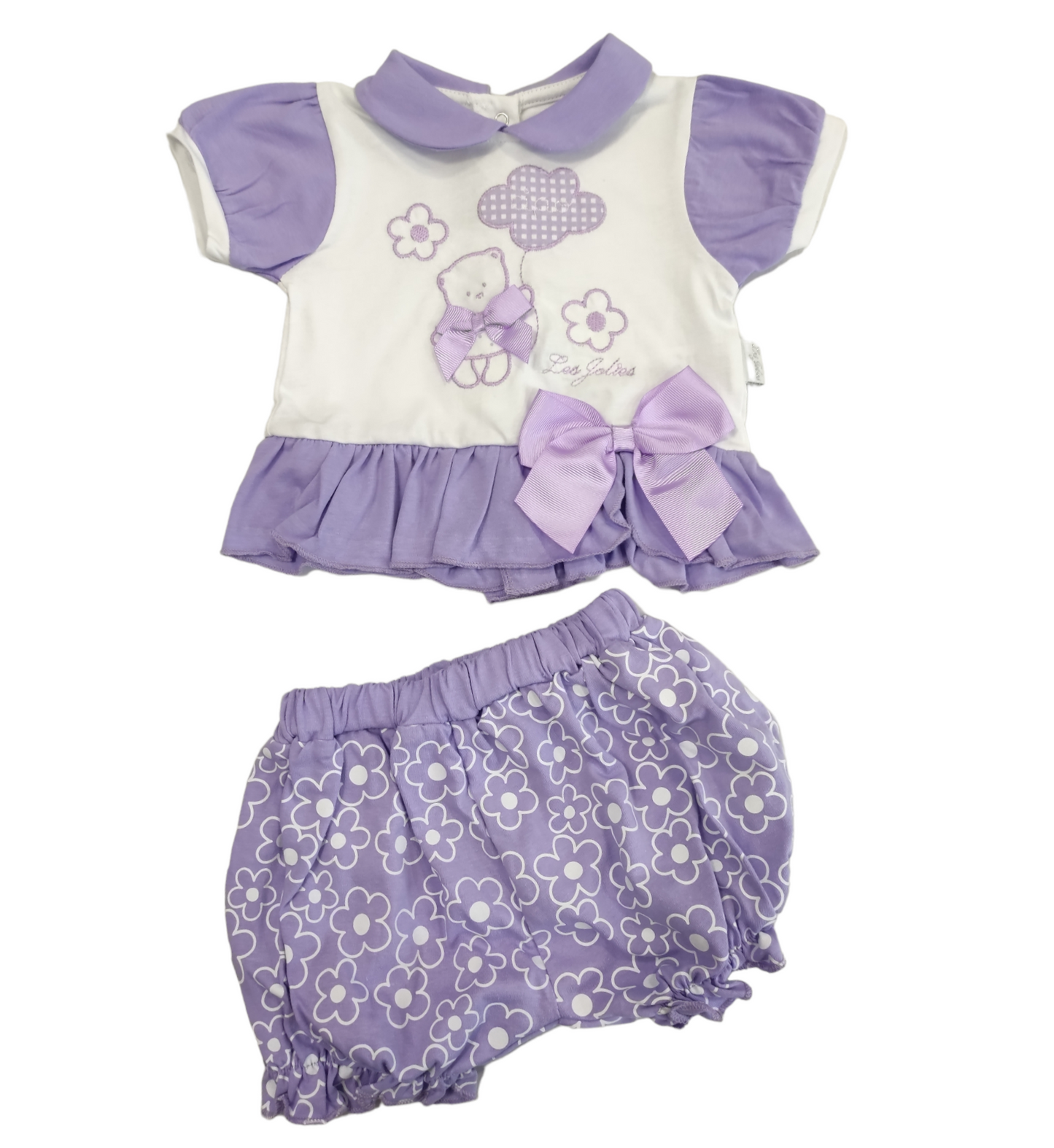Completino Estivo Due Pezzi Neonata Bambina Magliettina e Pantaloncino Les Jolies 1/3 - 6/9 Mesi