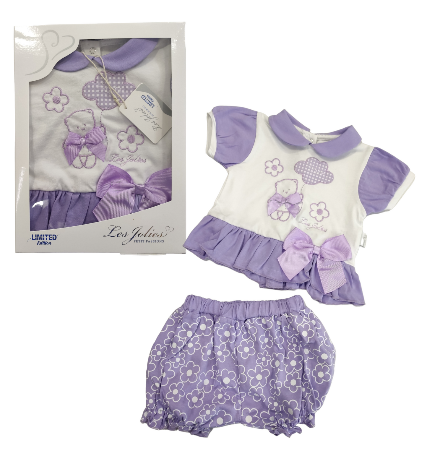 Completino Estivo Due Pezzi Neonata Bambina Magliettina e Pantaloncino Les Jolies 1/3 - 6/9 Mesi