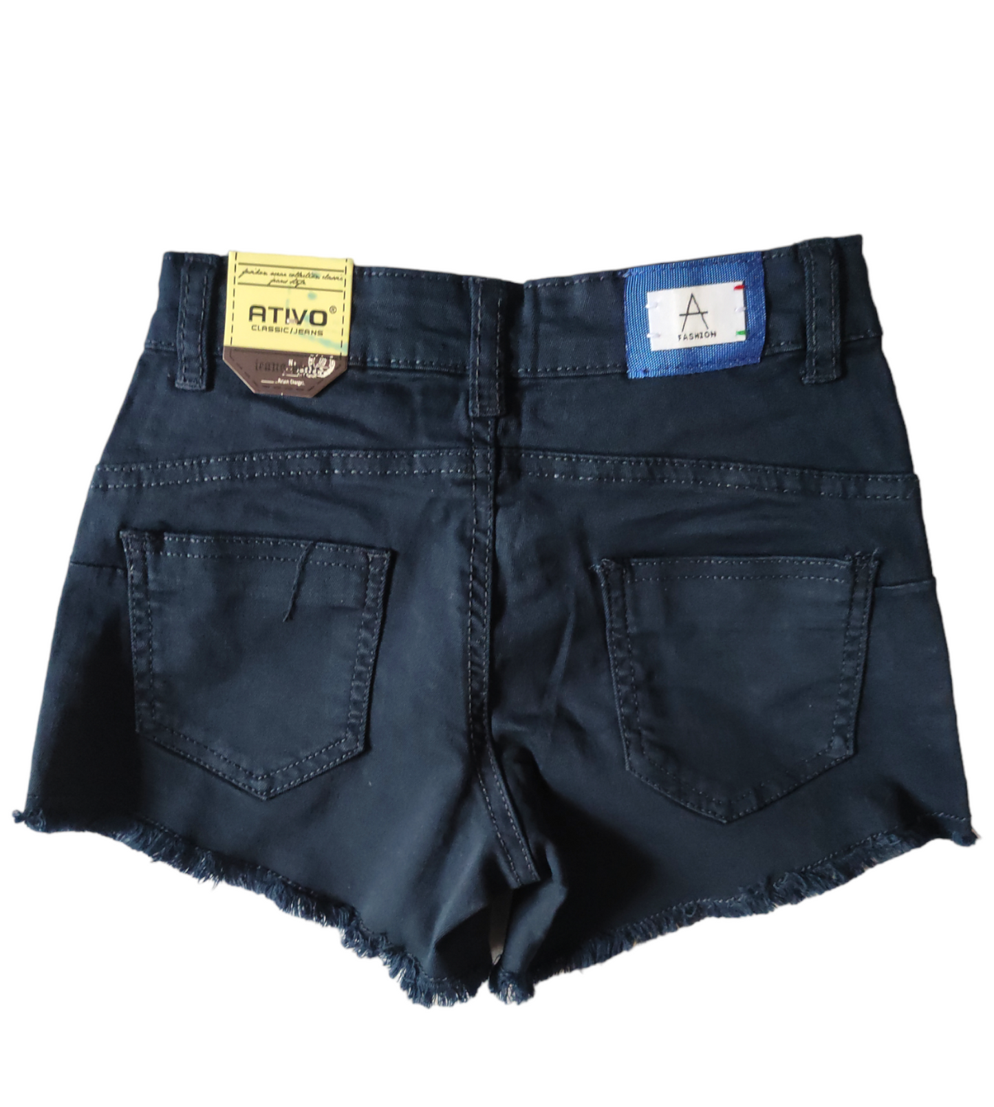 Pantaloncino Modello Shorts in Cotone Colorato Blu Scuro Elasticizzato con Ricamo Bambina Ragazza 4-14 Anni