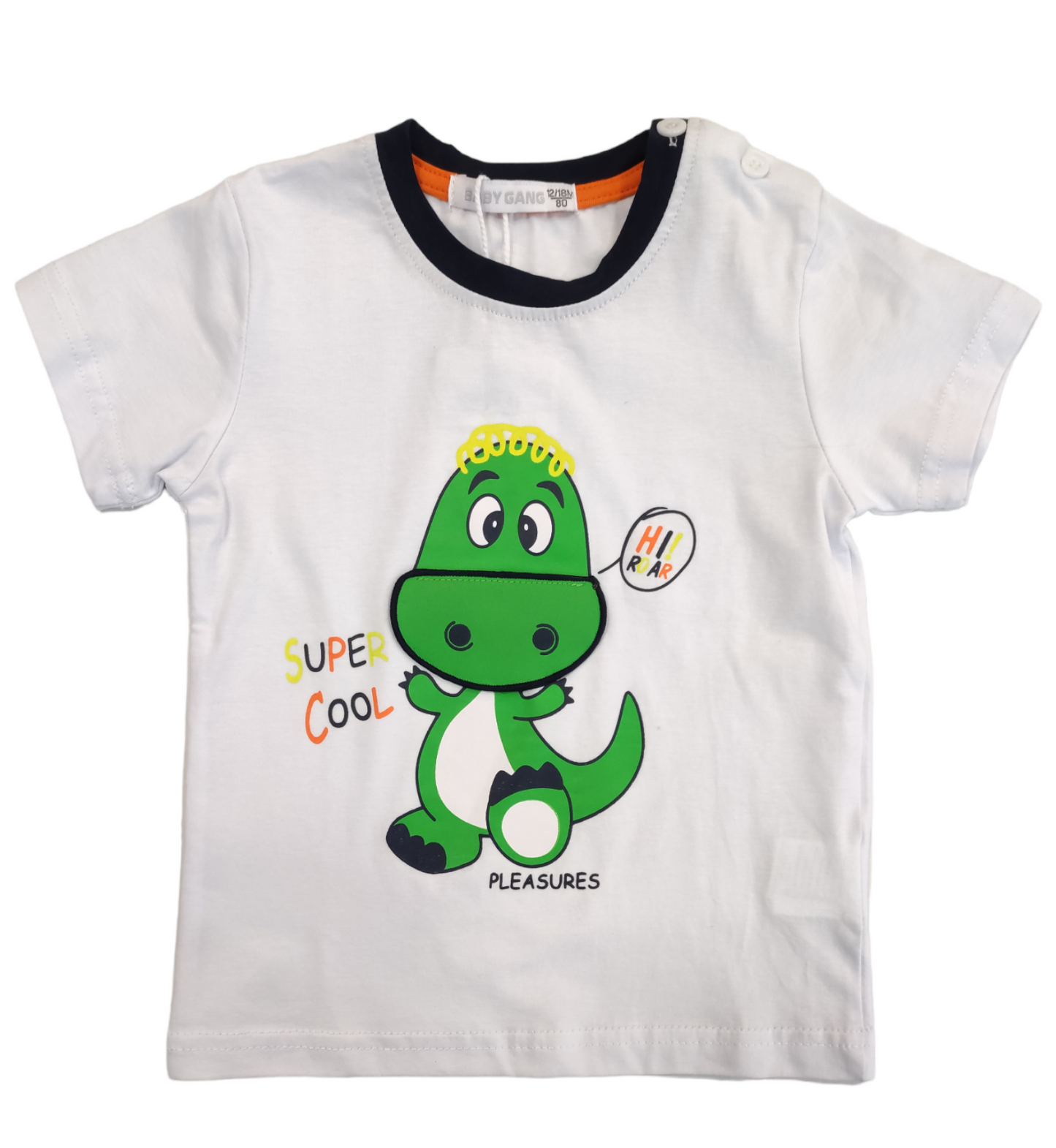 Completino Estivo Maglietta Manica Corta e Pantaloncino Dinosauro Baby Gang Neonato Bambino 3/6 - 18/24 Mesi