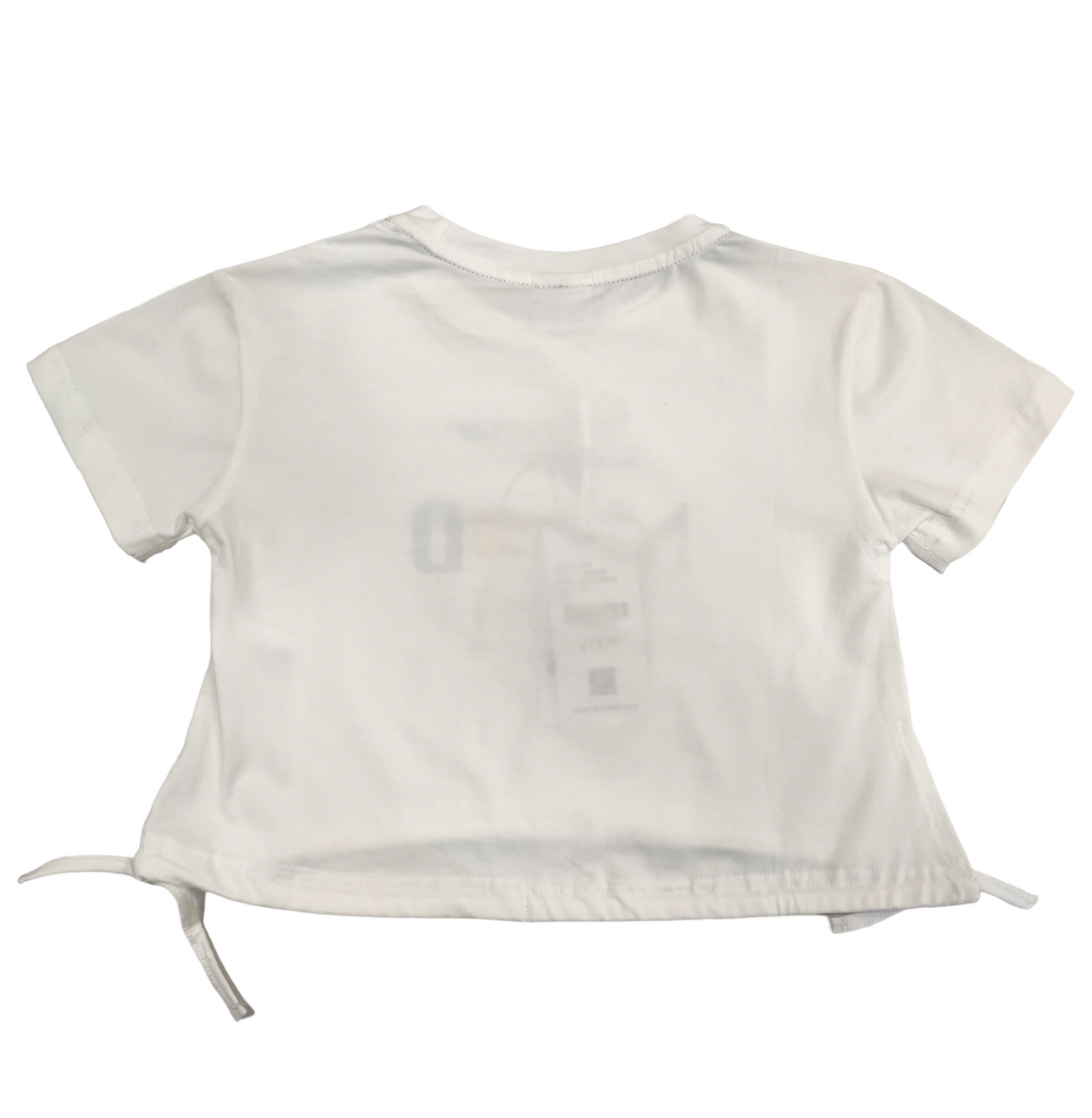 T-Shirt Bianca Corta a Mezza Manica in Jersey di Cotone Stampata Summer Mood Bambina Ragazza 4-14 Anni