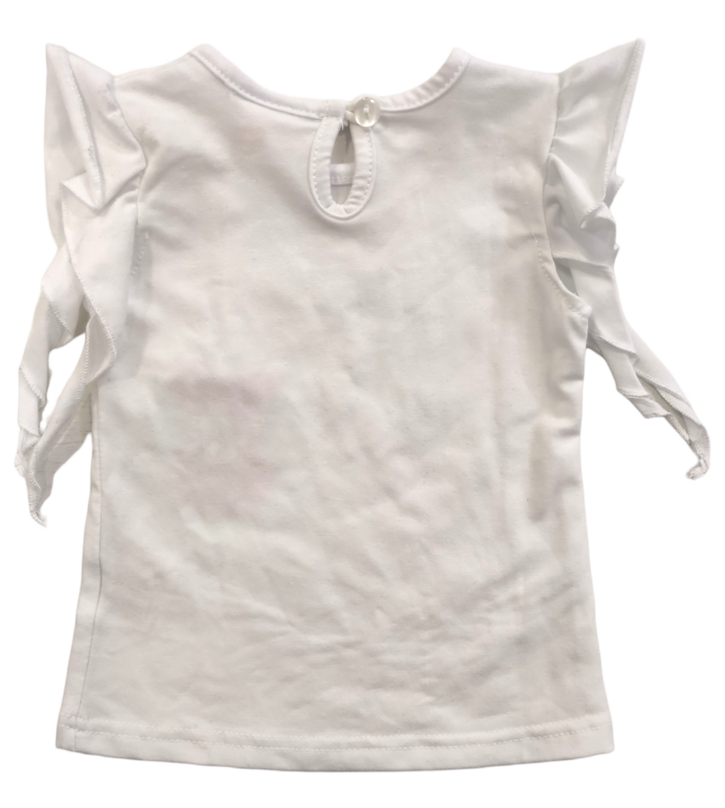 Completino Estivo T-Shirt Bianca e Pantaloncino Grigio in Cotone Bambina 0-36 Mesi