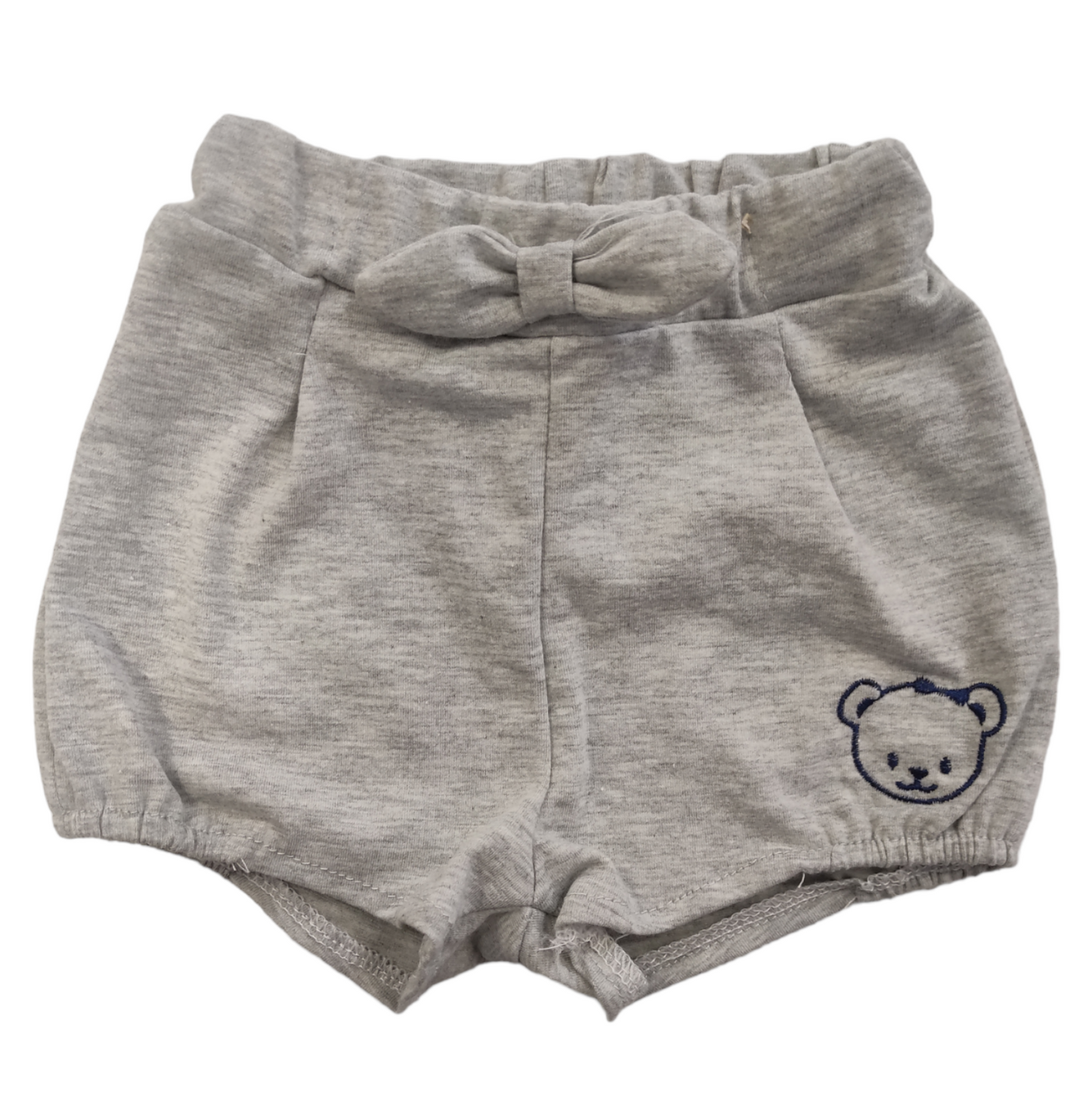Completino Estivo T-Shirt Bianca e Pantaloncino Grigio in Cotone Bambina 0-36 Mesi