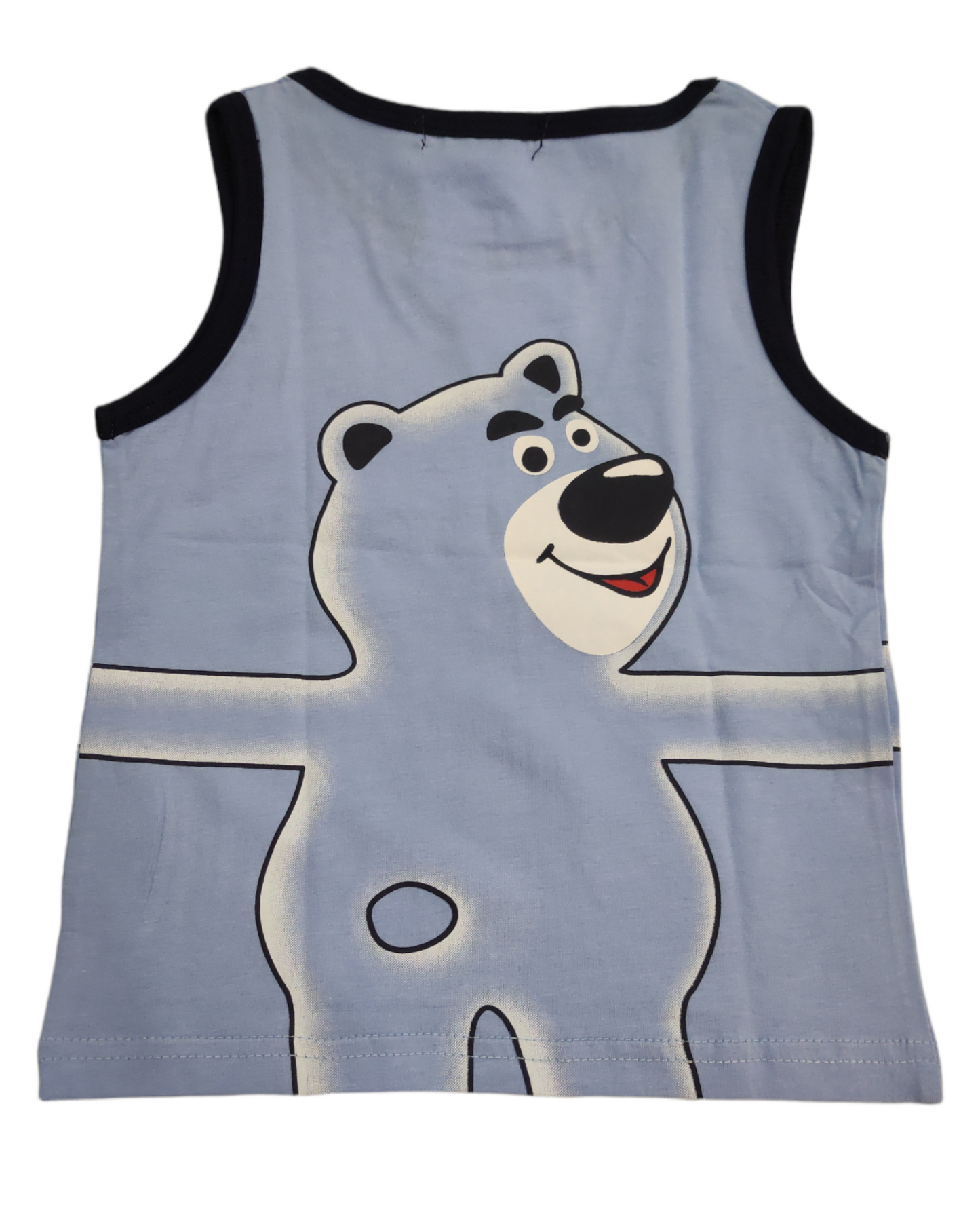 Completino Canottiera Azzurra Stampa Orso Bear Pantaloncino Blu Bambino 12-36 Mesi