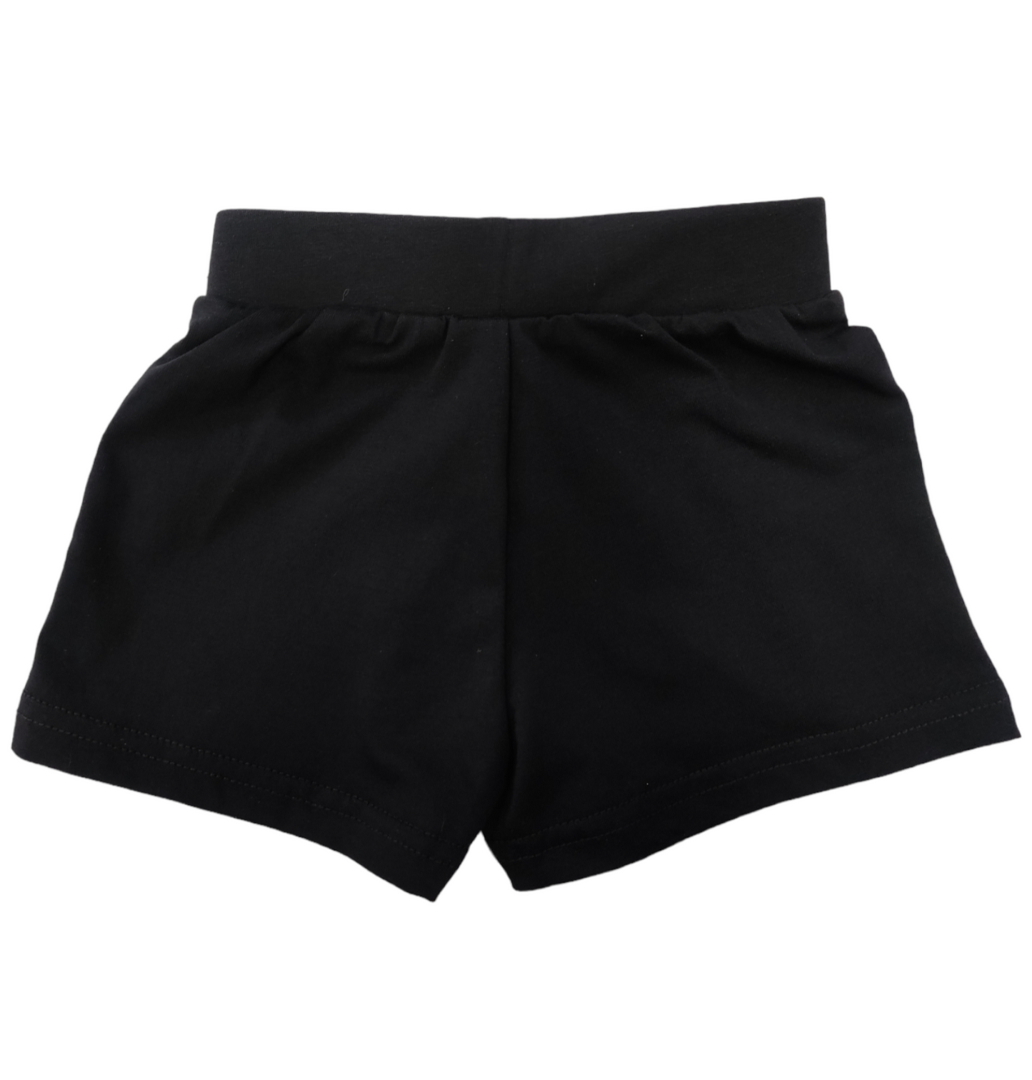 Pantaloncino Estivo Modello Shorts Nero con Rouches in Jersey di Cotone Bambina 6-36 Mesi