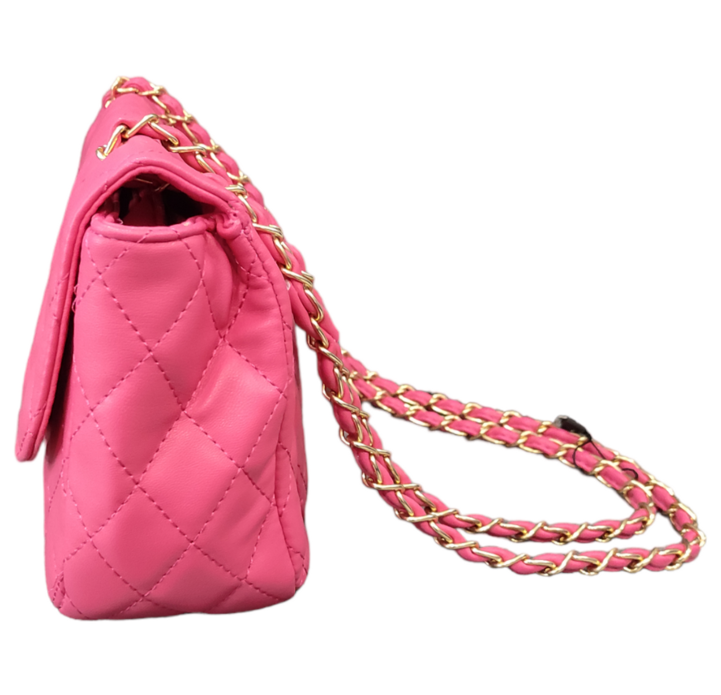 Pochette Donna Trapuntata Colore Fucsia con Tracollina Cerimonia Casual Chiusura a Girello