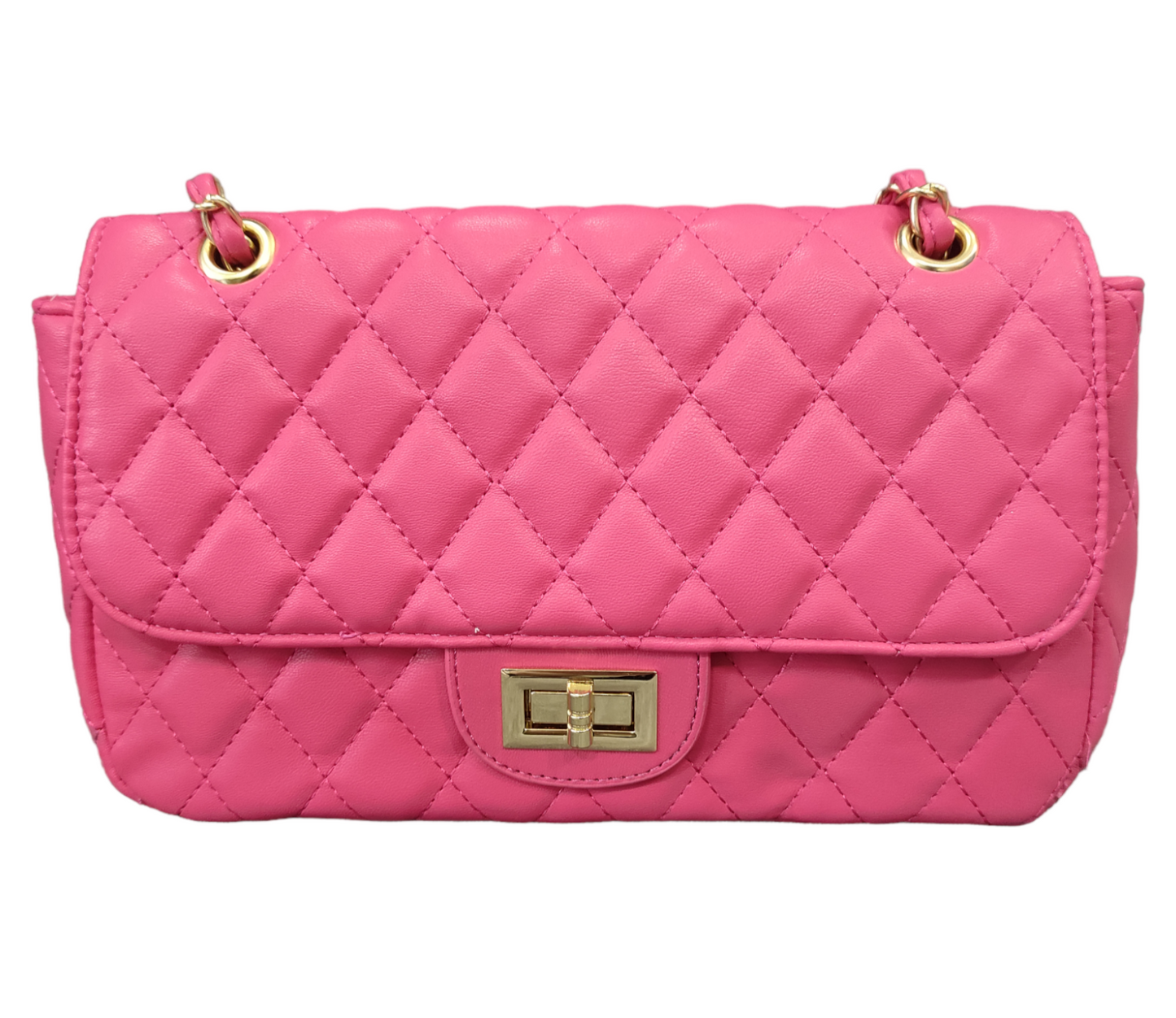 Pochette Donna Trapuntata Colore Fucsia con Tracollina Cerimonia Casual Chiusura a Girello
