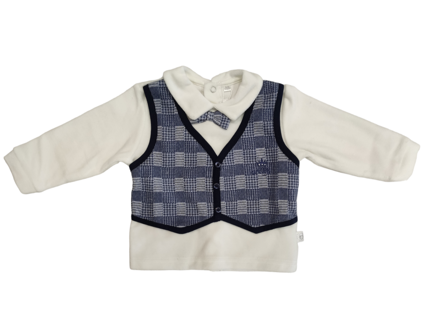 Completino Clinico In Ciniglia Due Pezzi Coprifasce e Ghettina Gilet e Papillon Neonato Nazareno Gabrielli 6/9 Mesi