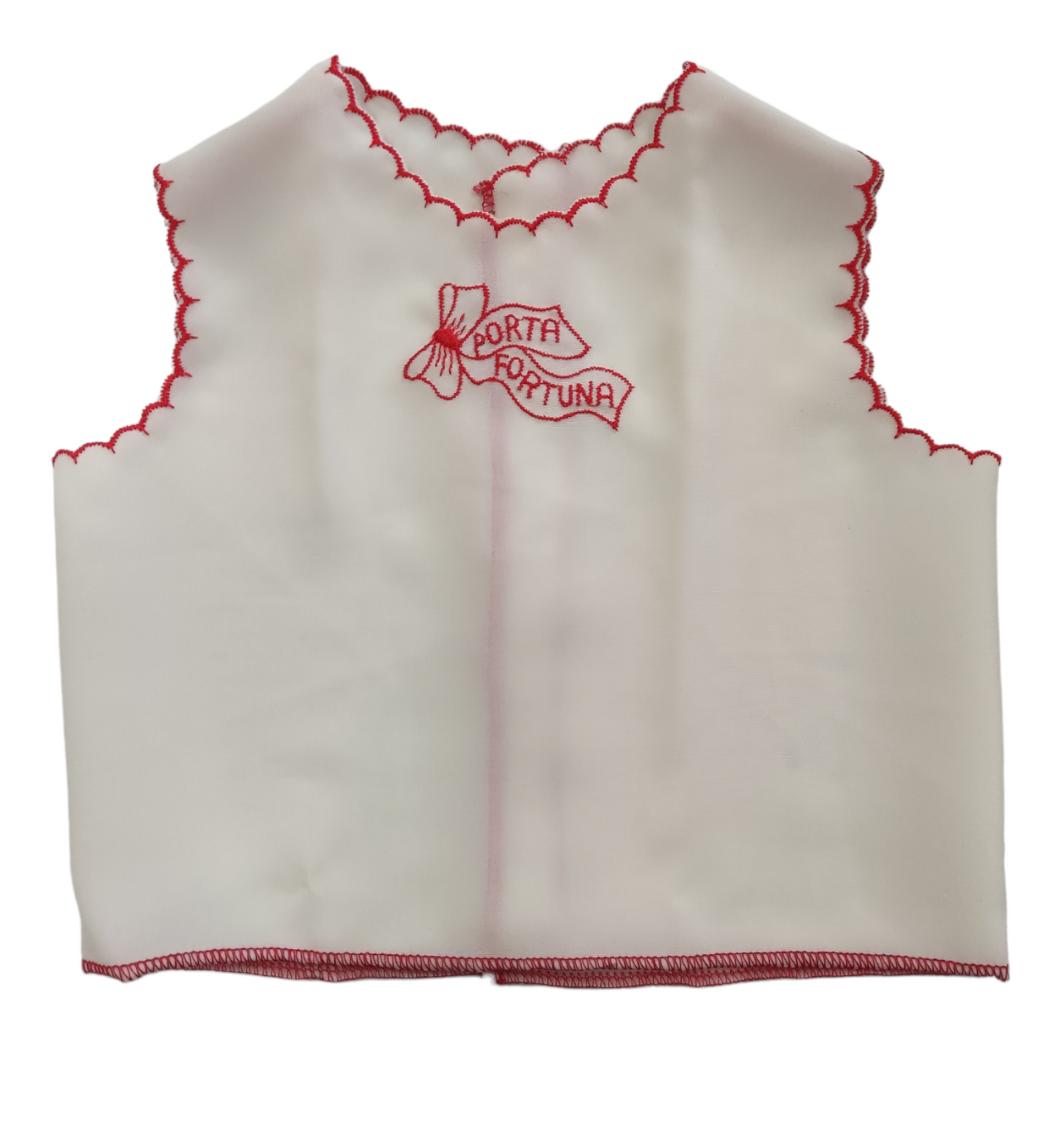 Camicina Della Fortuna Bianca con Ricamo Rosso in Seta Neonato Neonata Porta Fortuna