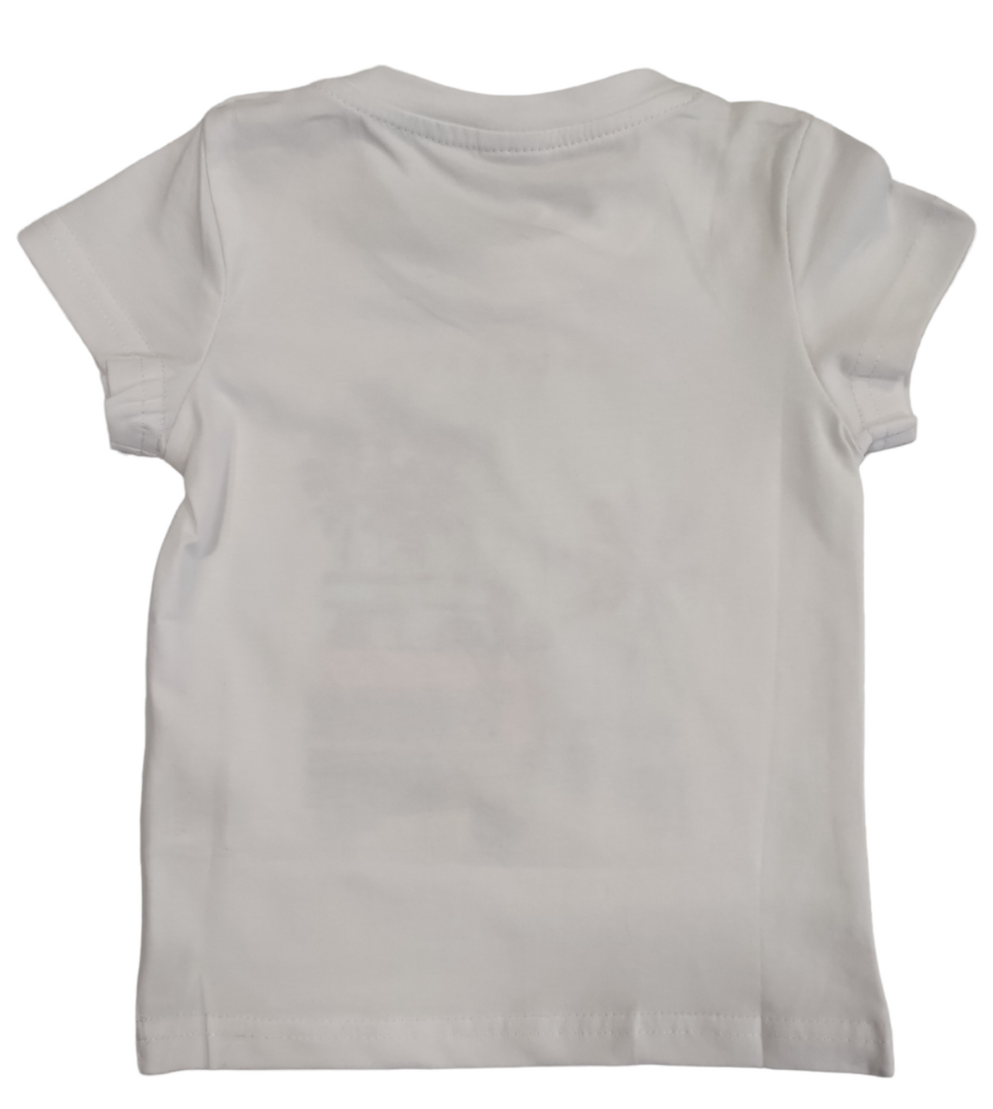 T-Shirt Bianca Estiva Manica Corta in Jersey di Cotone con Stampa Bambino 6-36 Mesi