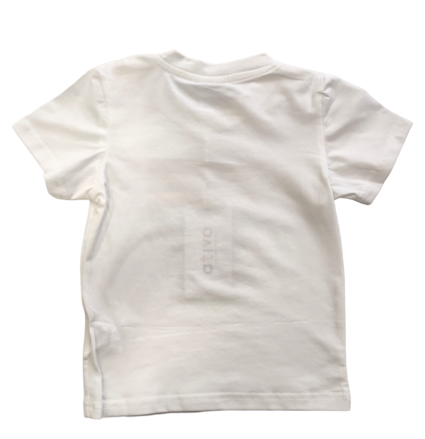 Completo T-shirt Bianca con Stampa e Bermuda in Jersey di Cotone Arancione Bambino 12-36 Mesi