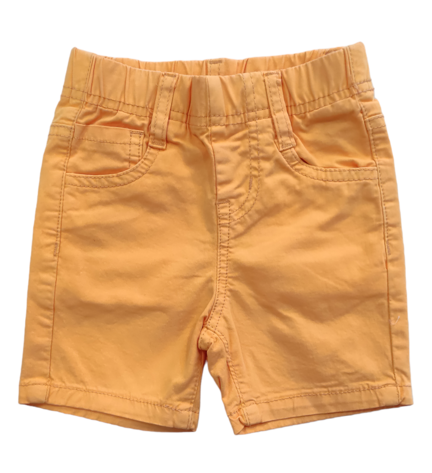 Completo T-shirt Bianca con Stampa e Bermuda in Jersey di Cotone Arancione Bambino 12-36 Mesi