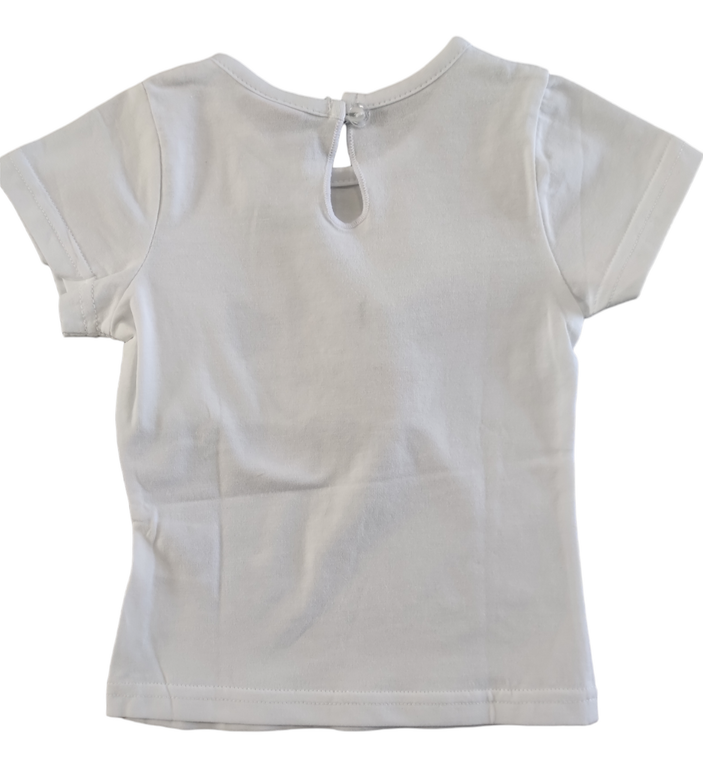 T-Shirt Bianca a Manica Corta in Jersey di Cotone Stampa Cuore Ativo Kids Bambina 6-36 Mesi
