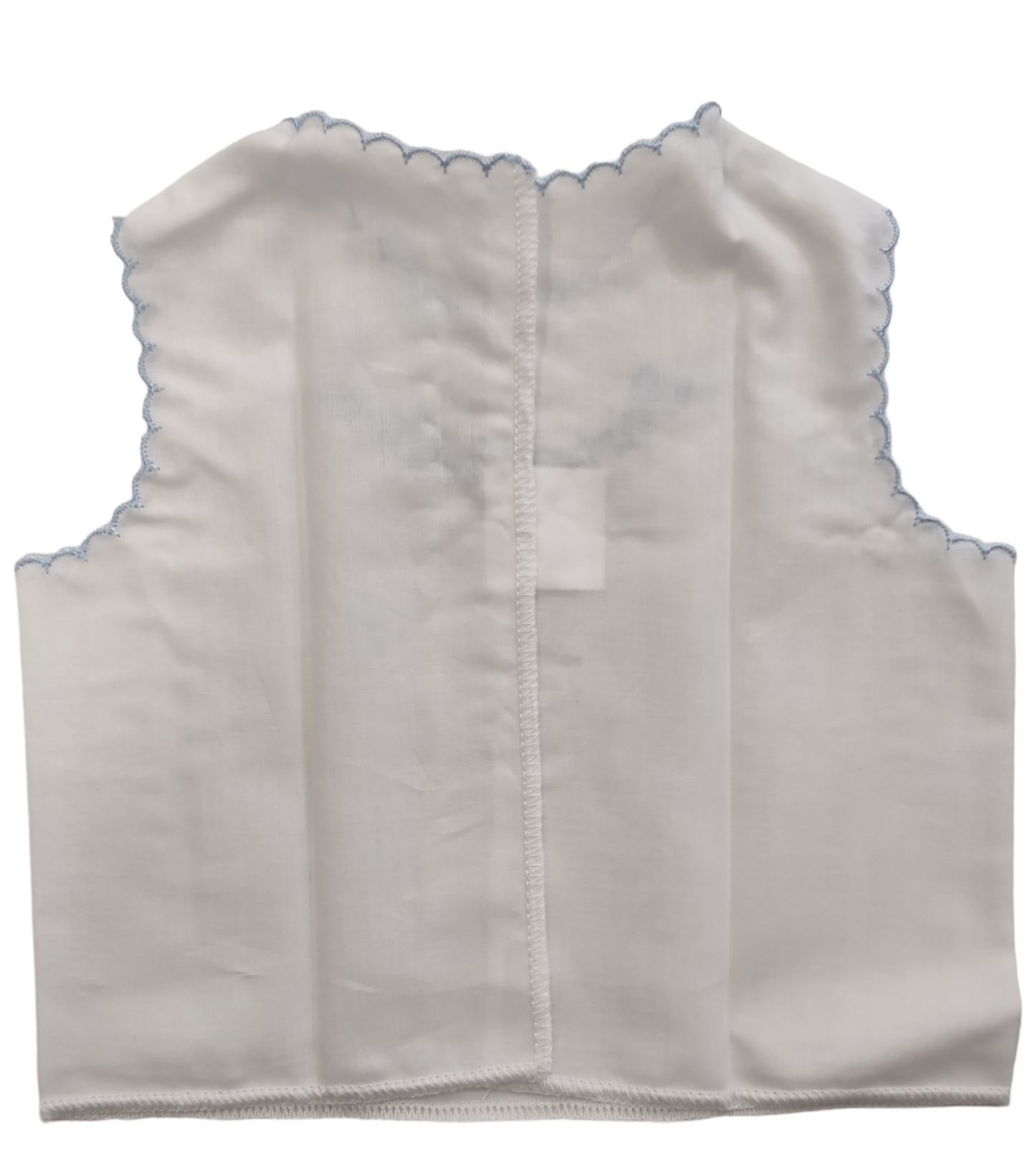Camicina della Fortuna Cotone Bianco Con Bordi Celeste Neonato Culla Porta Fortuna
