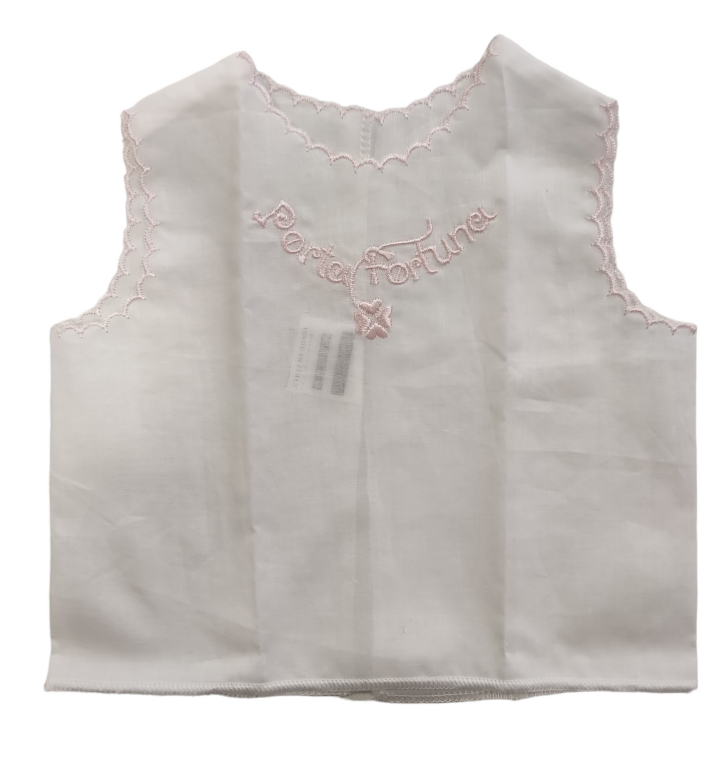 Camicina della Fortuna Cotone Bianco Con Bordi Rosa Neonata Culla Porta Fortuna