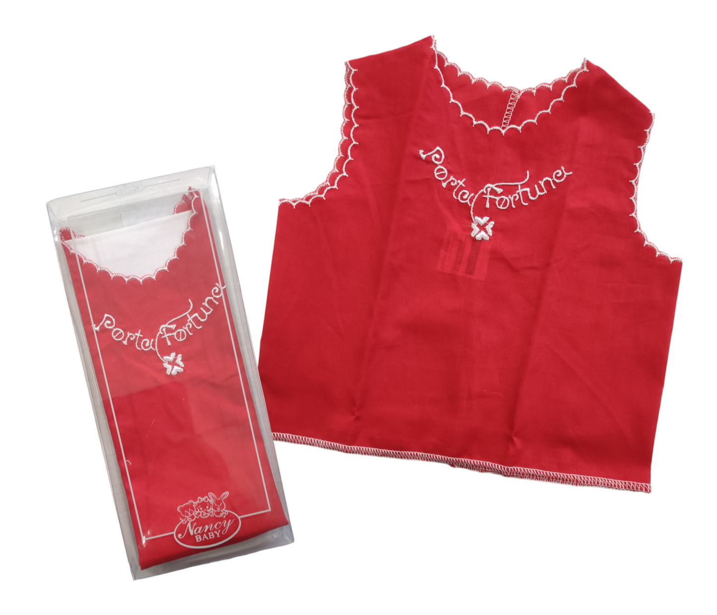 Camicina della Fortuna Cotone Rosso Con Bordi Bianchi Neonato Neonata Culla Porta Fortuna