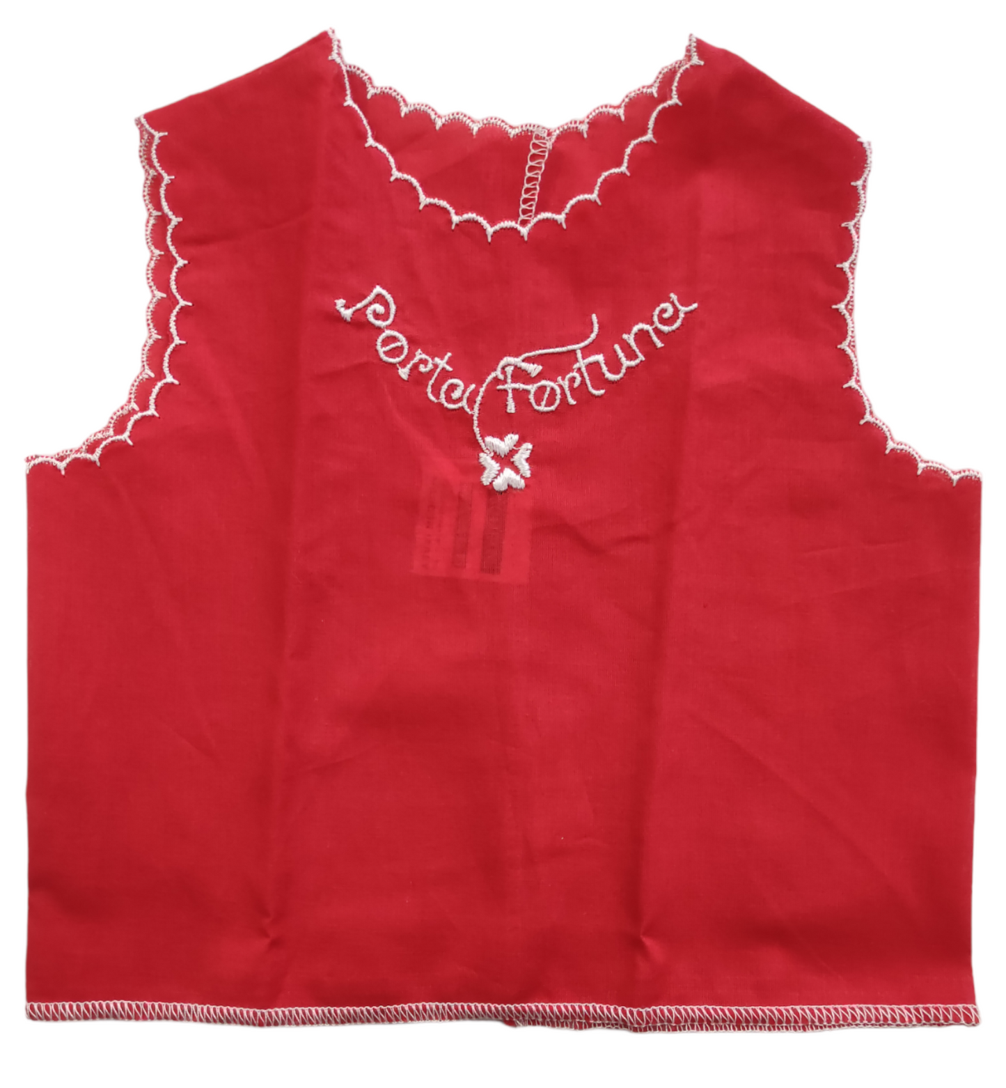 Camicina della Fortuna Cotone Rosso Con Bordi Bianchi Neonato Neonata Culla Porta Fortuna