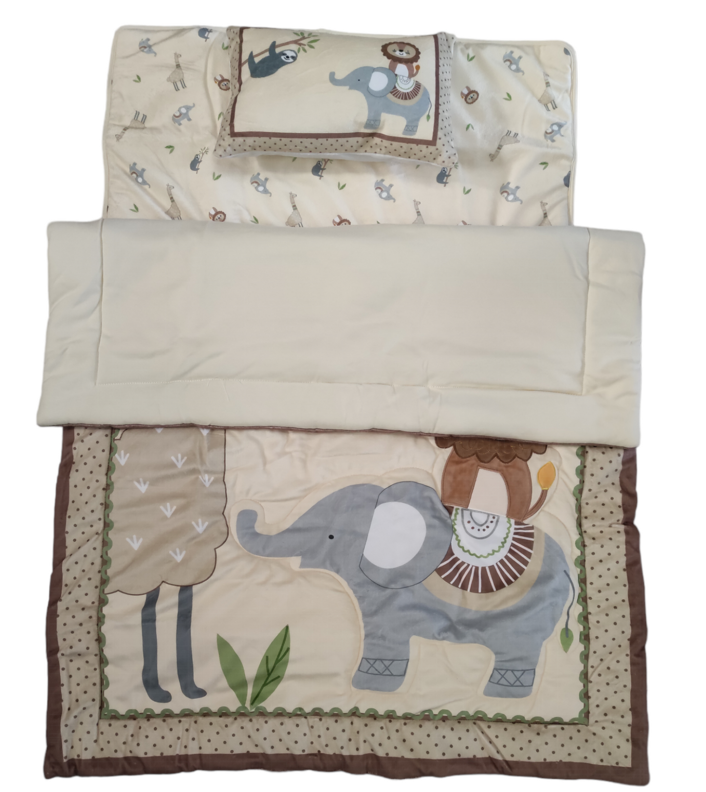 Set Invernale Completo Culla Con Coperta in Pile Piumone Ricamato Cuscino e Peluche Neonato