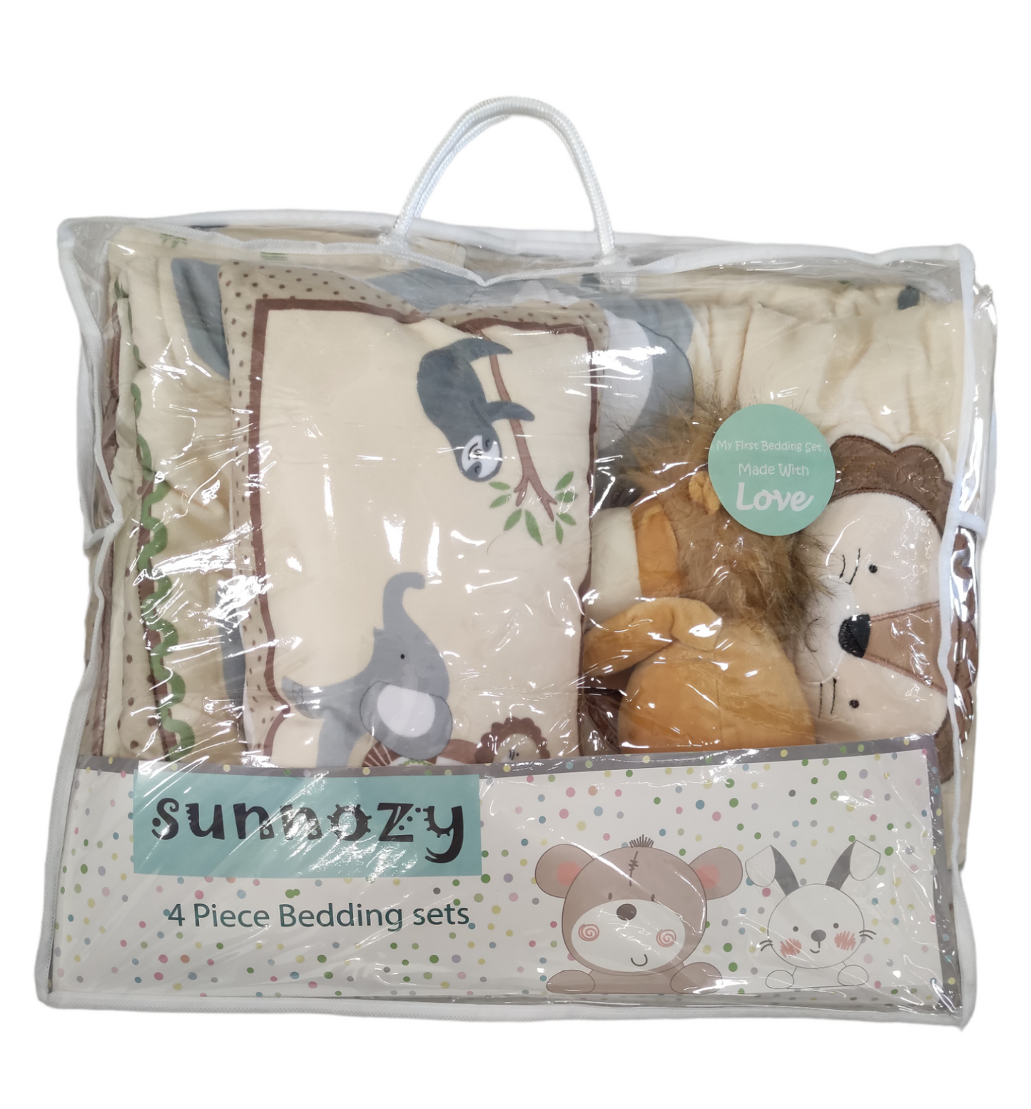 Set Invernale Completo Culla Con Coperta in Pile Piumone Ricamato Cuscino e Peluche Neonato