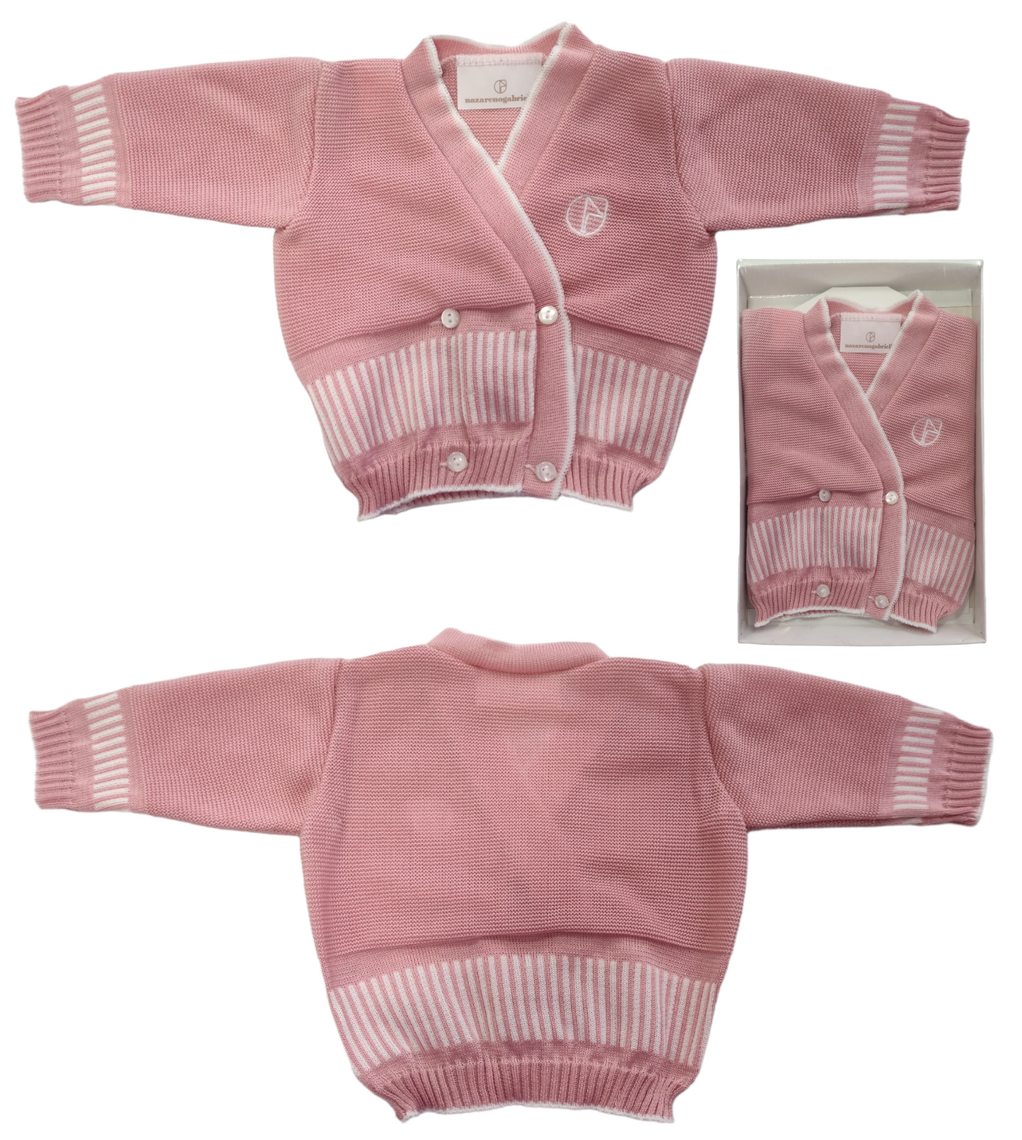 Scaldacuore Copri Spalle Modello Cardigan con Bottoni In Puro Cotone Neonata 0-3 Mesi
