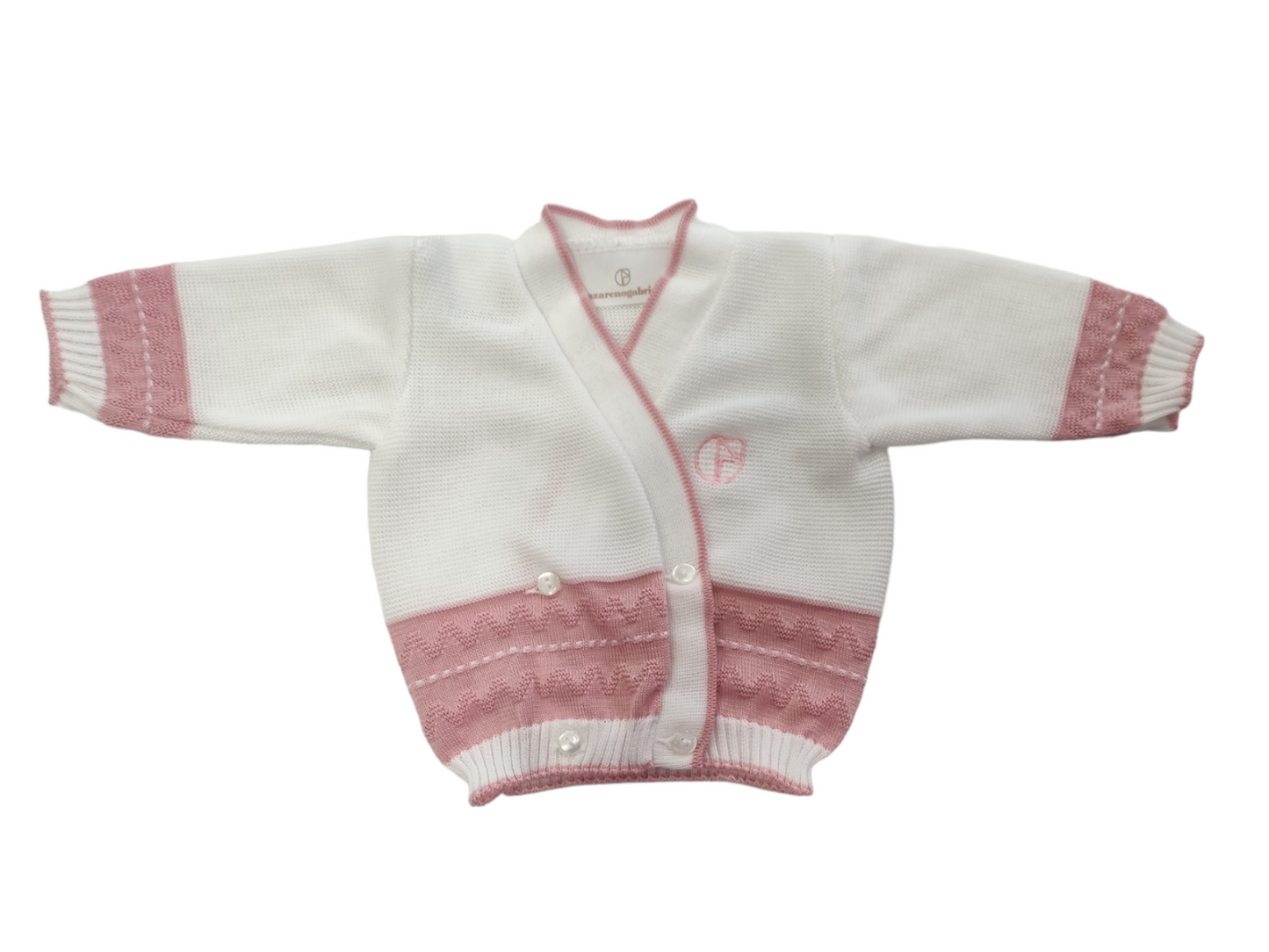 Scaldacuore Copri Spalle Modello Cardigan con Bottoni In Puro Cotone Neonata 0-3 Mesi