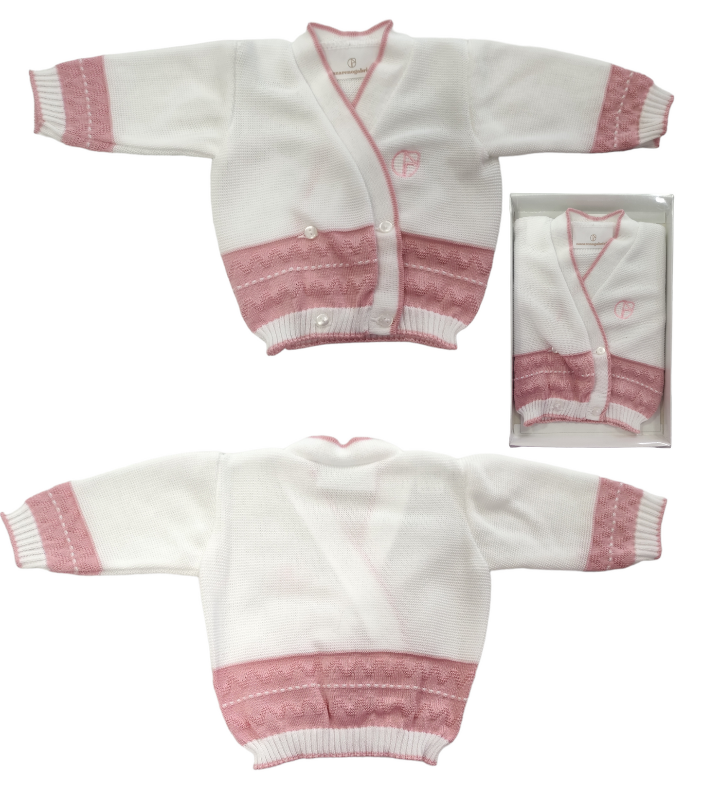 Scaldacuore Copri Spalle Modello Cardigan con Bottoni In Puro Cotone Neonata 0-3 Mesi