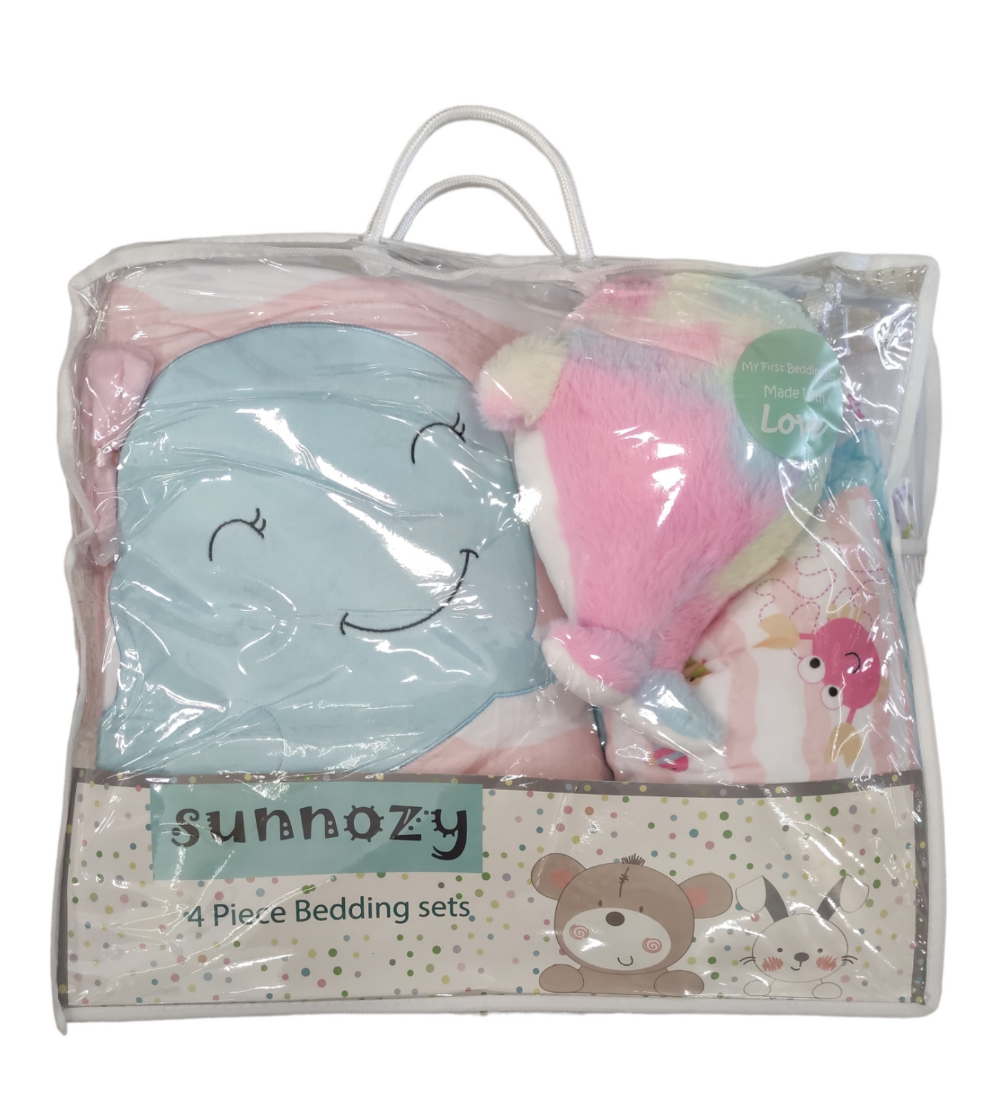 Set Invernale Completo Culla Con Coperta in Pile Piumone Ricamato Cuscino e Peluche Neonata