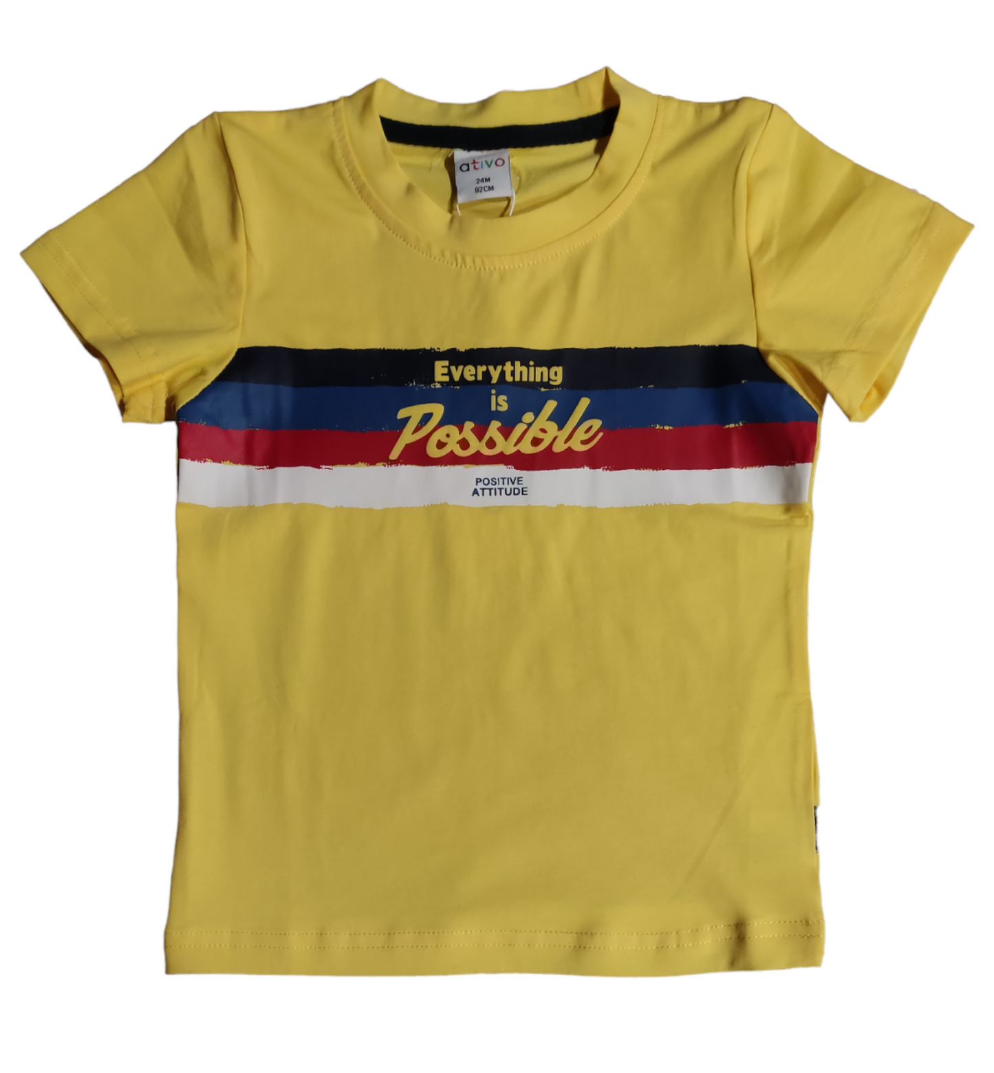 Completo in Cotone T-Shirt Colorata Gialla e Pantaloncino Bambino 6-36 Mesi