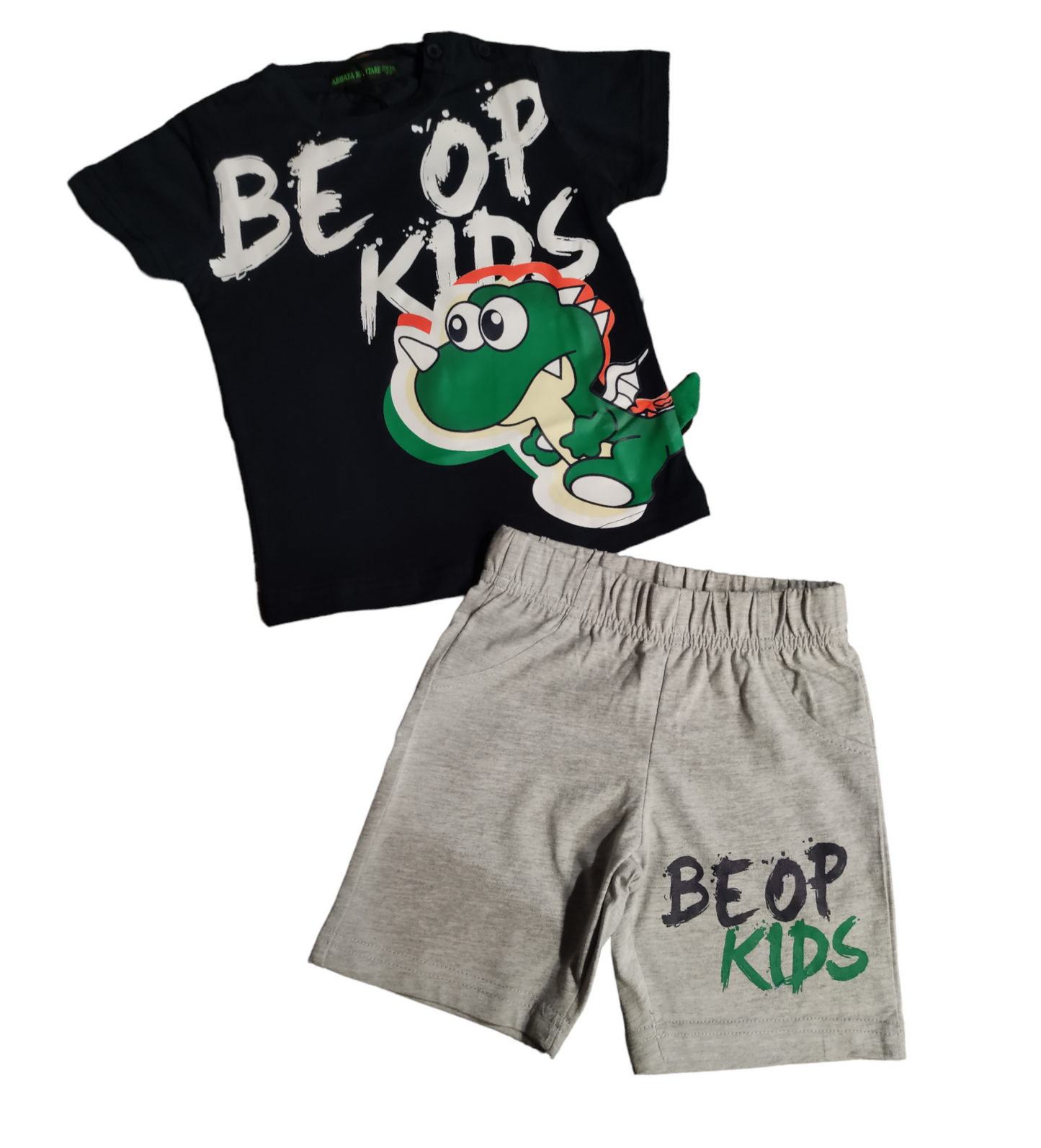 Completino Estivo in Cotone T-shirt e Pantaloncino Draghetto Bambino 12-36 Mesi