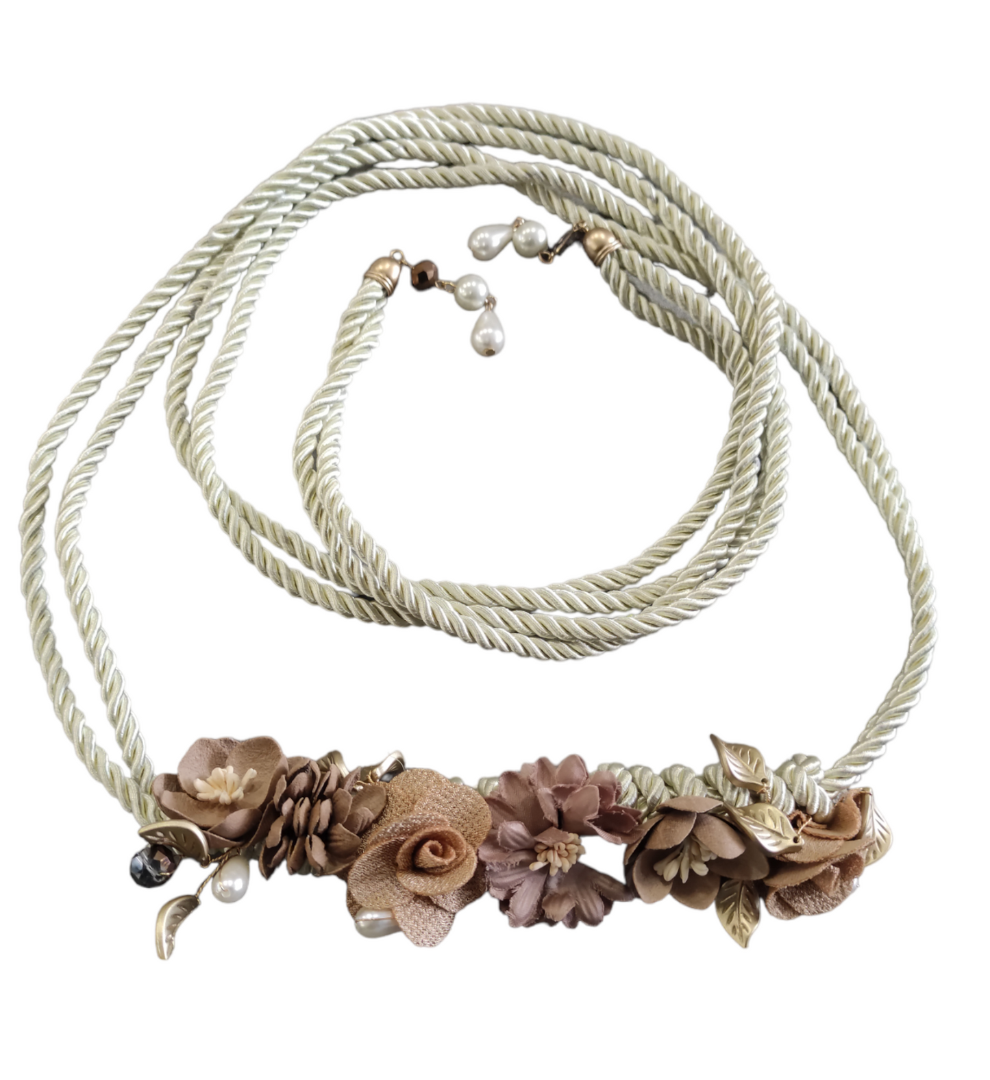 Cintura Donna in Corda Colorata con Fiori Applicati Modello a Fusciacca