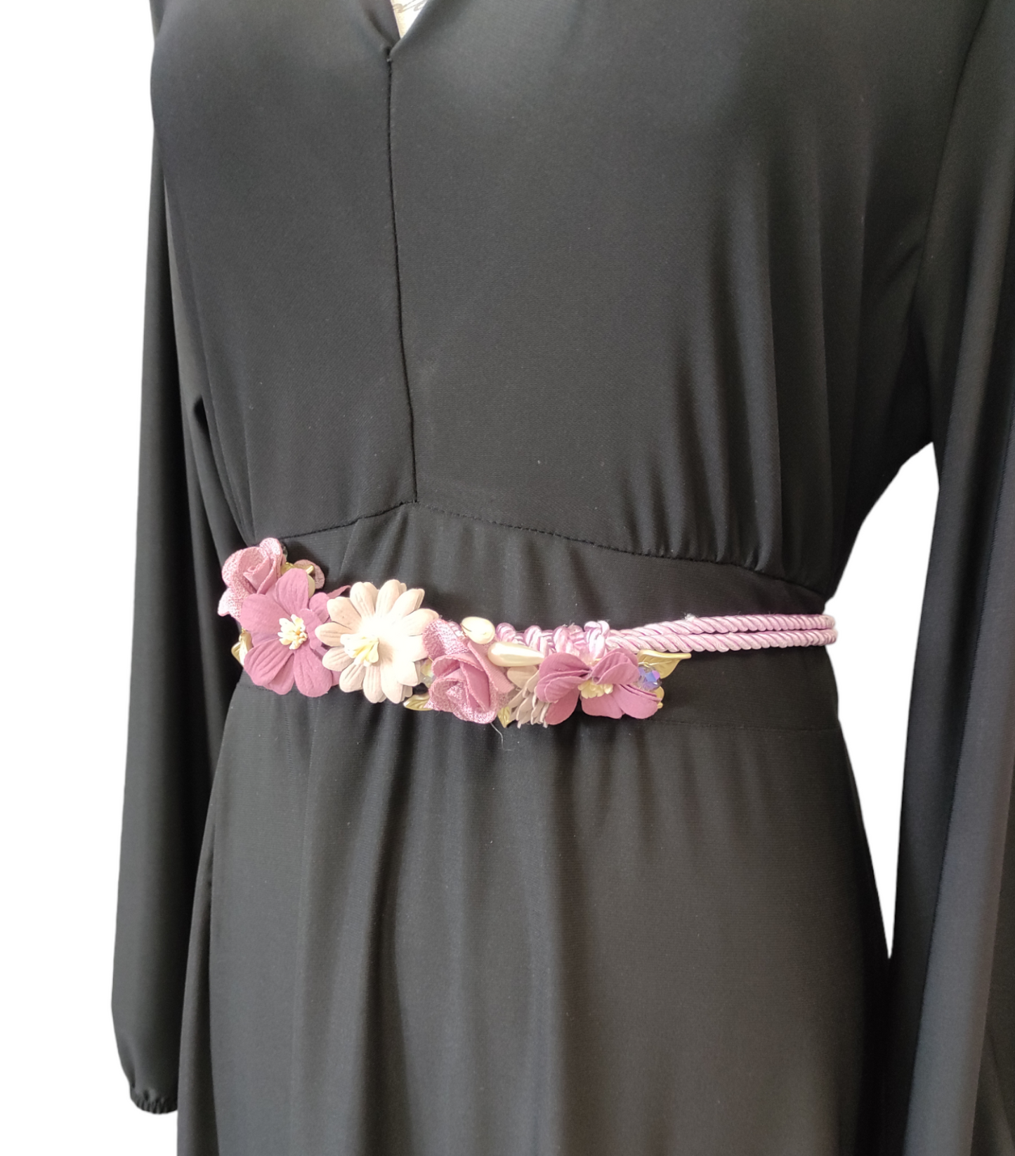 Cintura Donna in Corda Colorata con Fiori Applicati Modello a Fusciacca