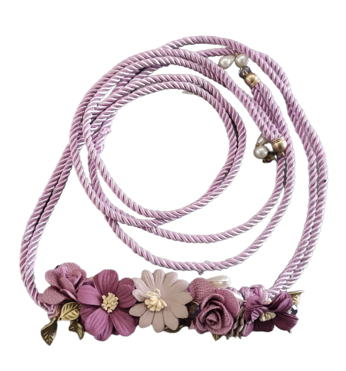 Cintura Donna in Corda Colorata con Fiori Applicati Modello a Fusciacca
