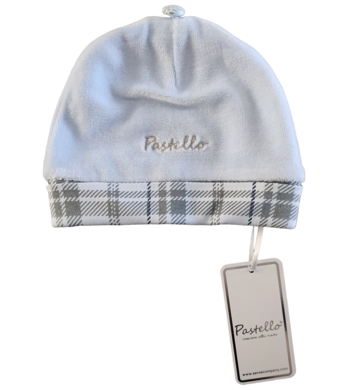Set Parure Neonato Cappellino in Ciniglia e Bavaglino Intonati Pastello
