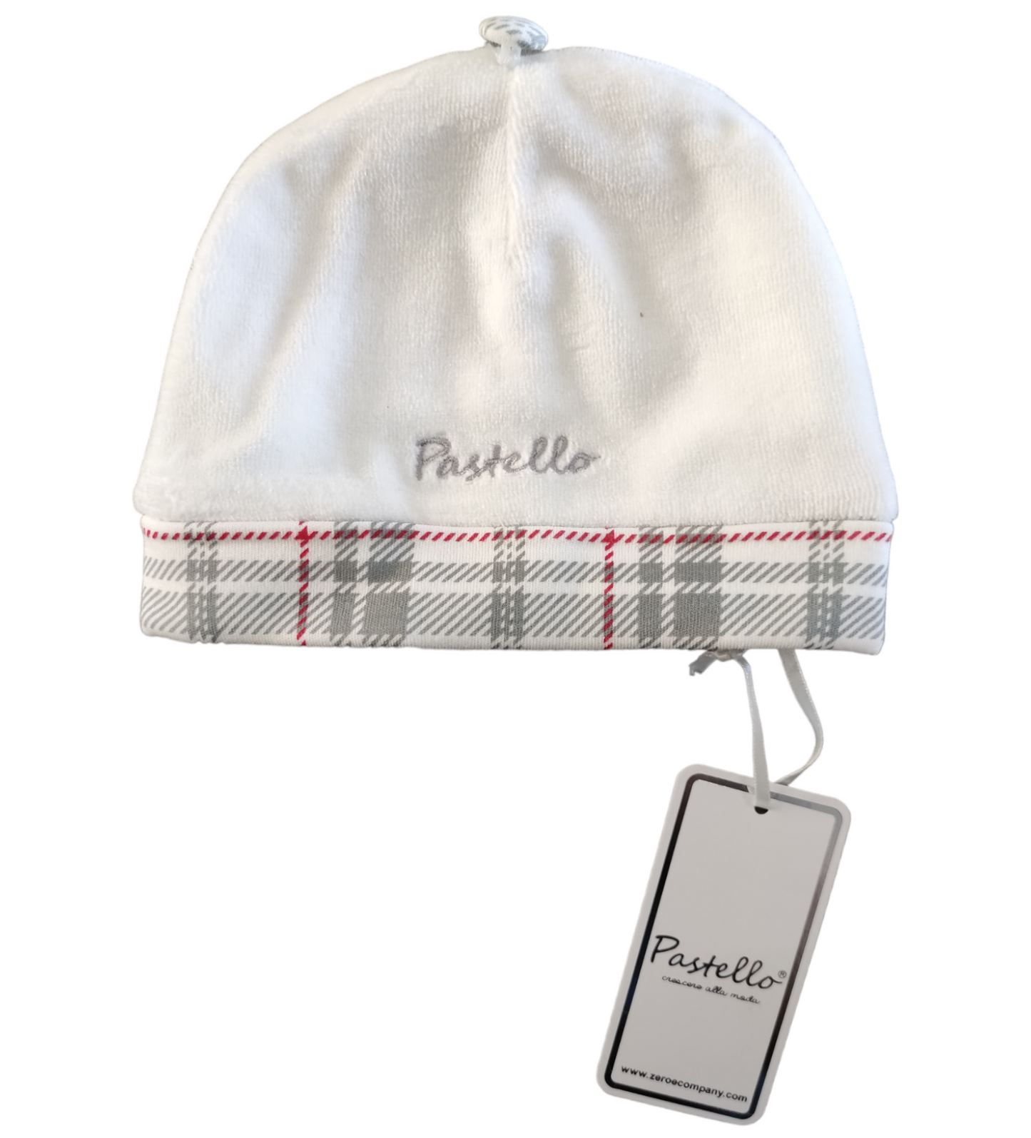 Set Parure Neonato Cappellino in Ciniglia e Bavaglino Intonati Pastello