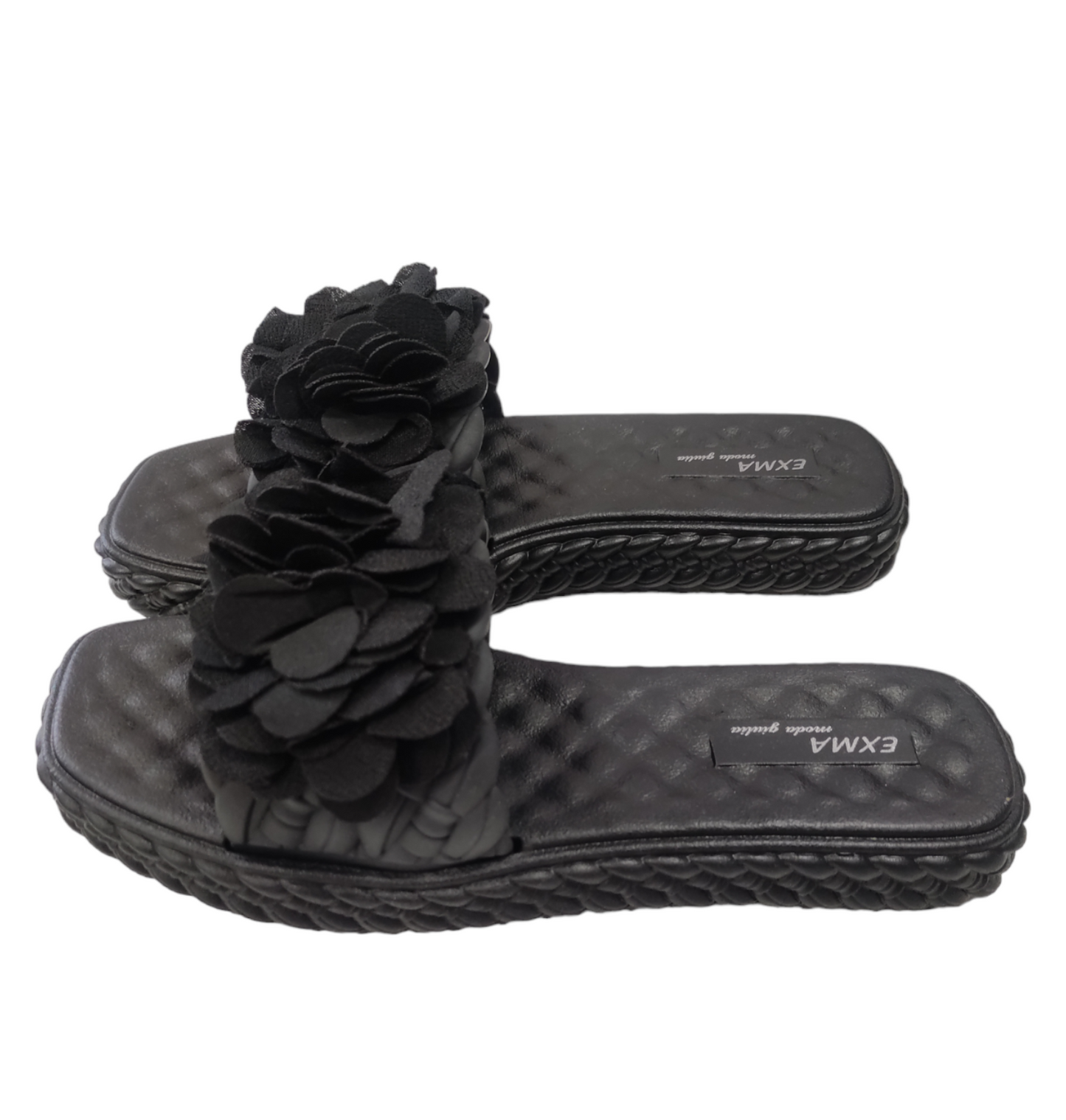 Ciabatte Moda da Donna a Fascia Decorata con Petali Suola Morbida in Gomma
