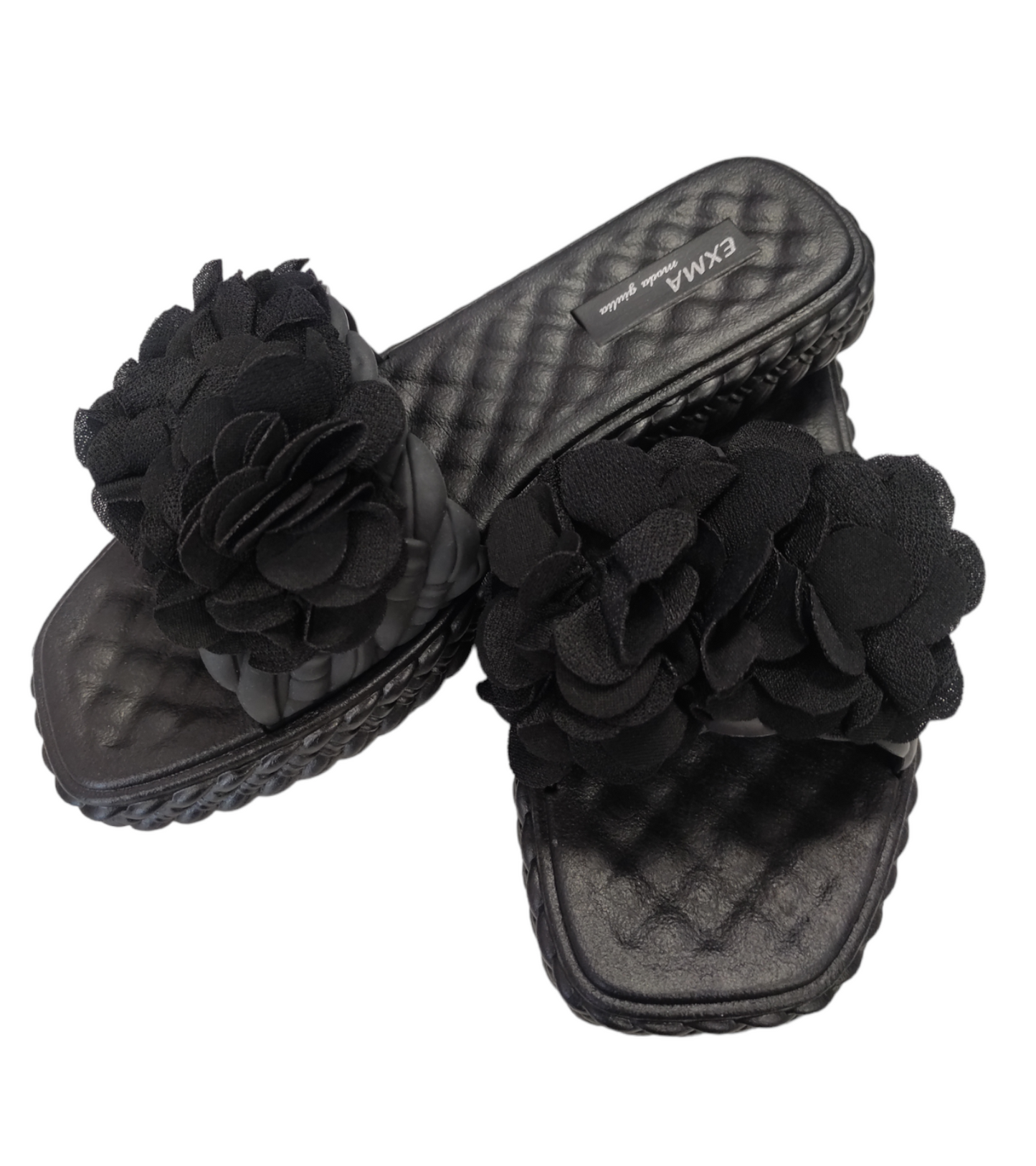 Ciabatte Moda da Donna a Fascia Decorata con Petali Suola Morbida in Gomma