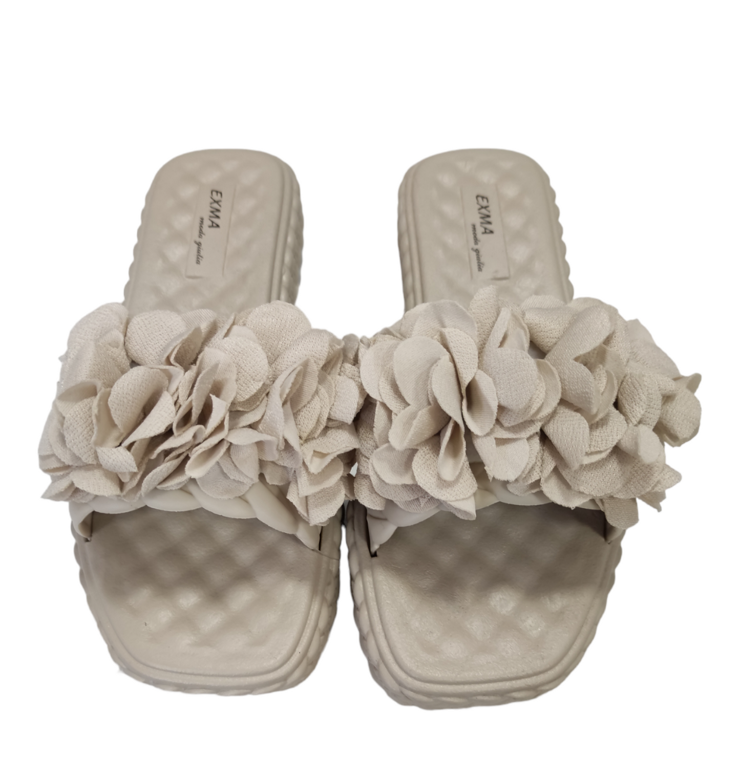 Ciabatte Moda da Donna a Fascia Decorata con Petali Suola Morbida in Gomma