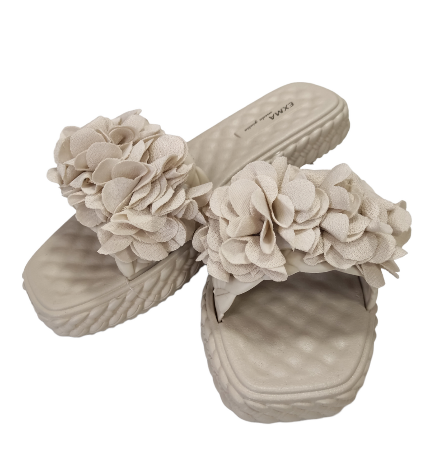 Ciabatte Moda da Donna a Fascia Decorata con Petali Suola Morbida in Gomma