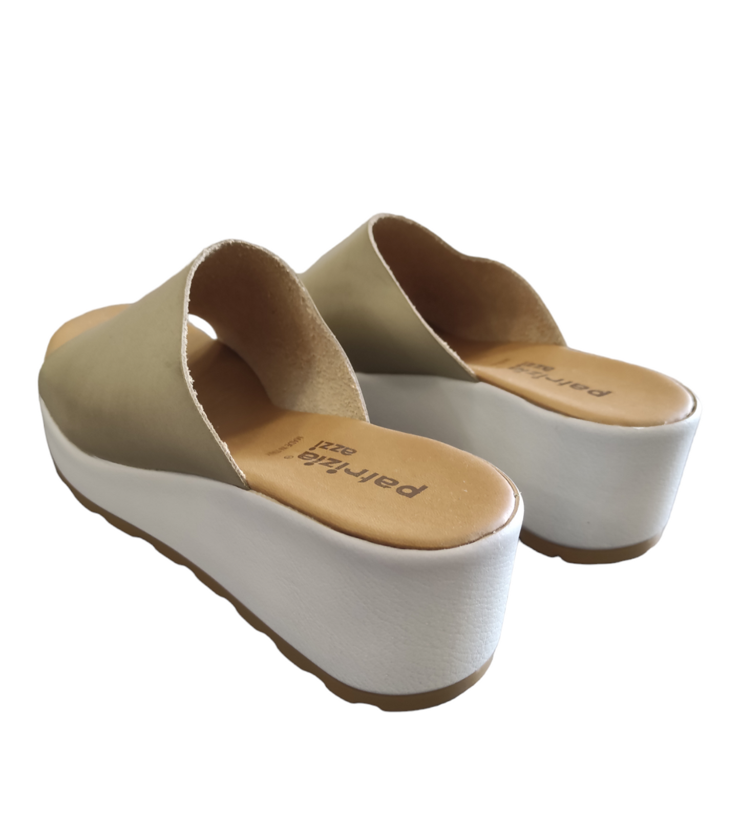 Sandalo Sabot Donna Suola Morbida Fascia Eco Pelle Color Sabbia Patrizia Azzi Made In Italy