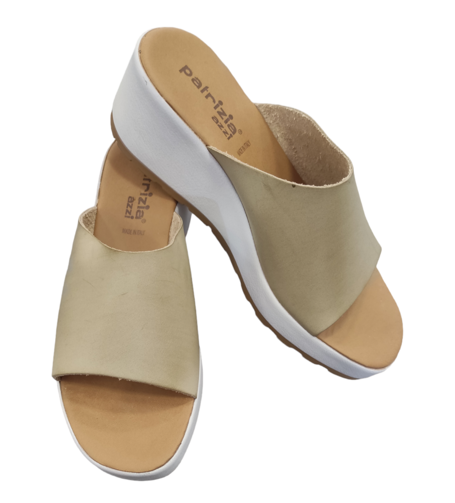 Sandalo Sabot Donna Suola Morbida Fascia Eco Pelle Color Sabbia Patrizia Azzi Made In Italy