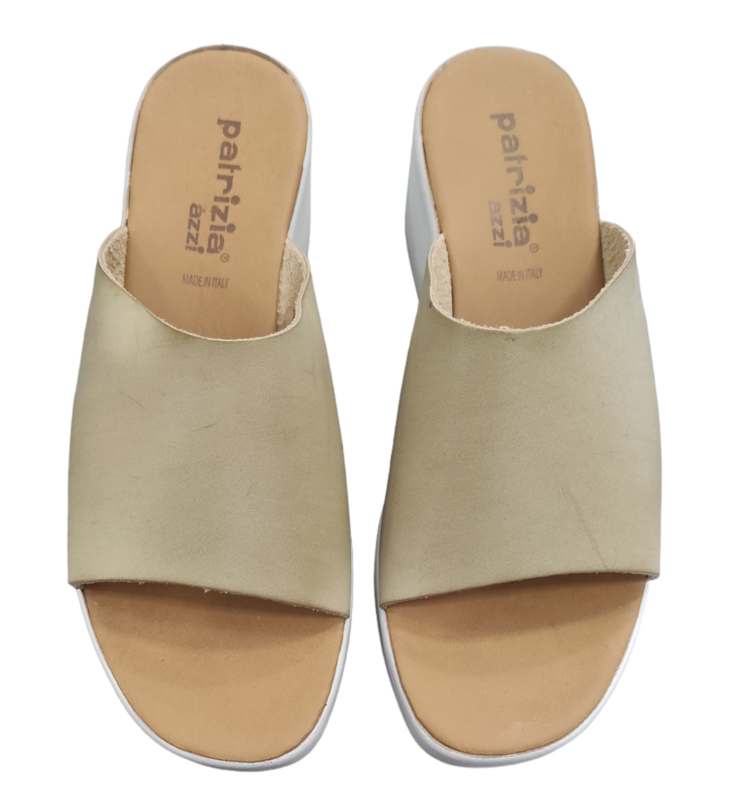 Sandalo Sabot Donna Suola Morbida Fascia Eco Pelle Color Sabbia Patrizia Azzi Made In Italy