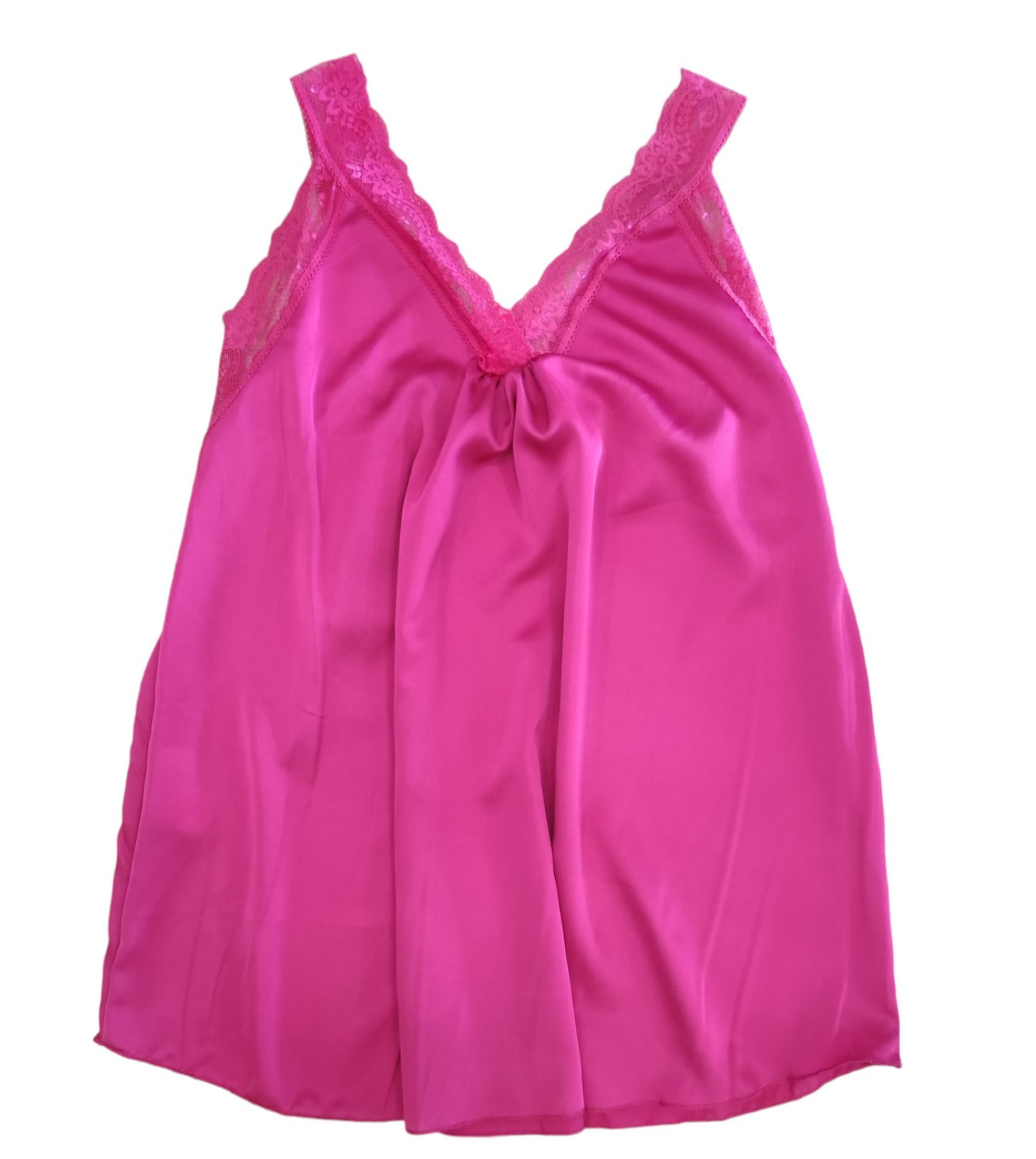 Top Donna Curvy Modello Canottierina in Raso con Pizzo Tinta Unita Colorato