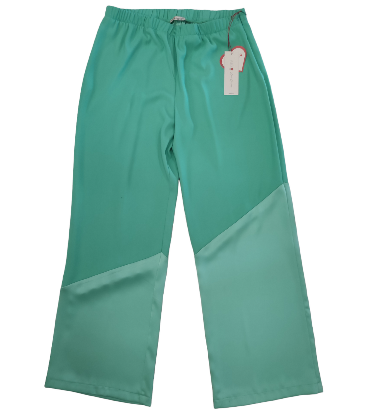 Pantalone Donna e Donna Curvy Elegante Ampio in Crepe Lucido e Opaco Taglio Asimmetrico