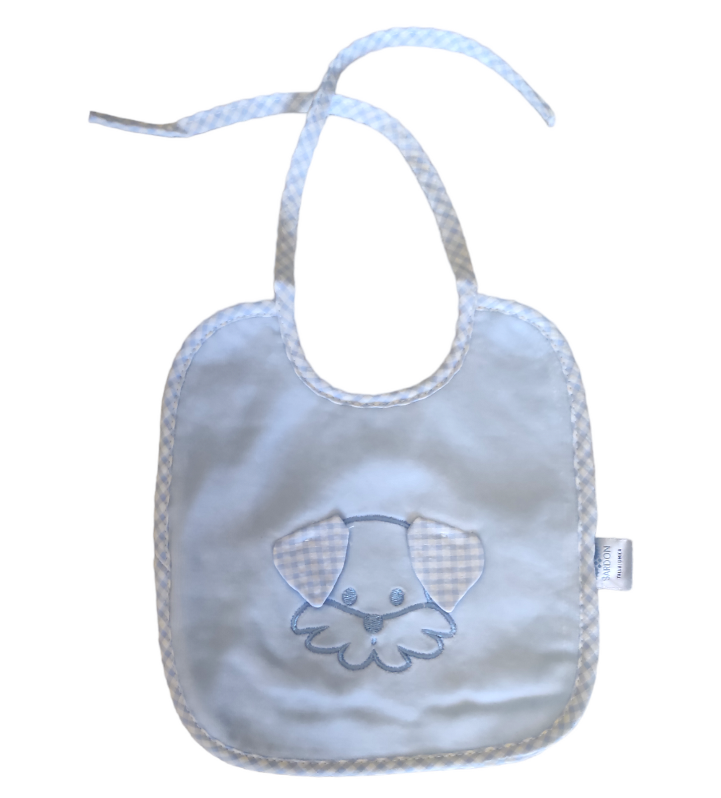 Set Accappatoio a Triangolo e Bavaglino Celeste con Ricamo Cagnolino Neonato Sardon