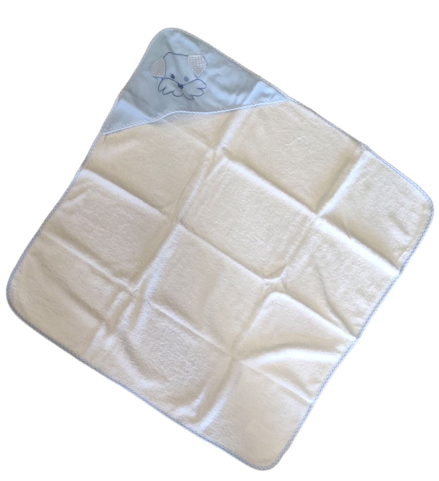 Set Accappatoio a Triangolo e Bavaglino Celeste con Ricamo Cagnolino Neonato Sardon
