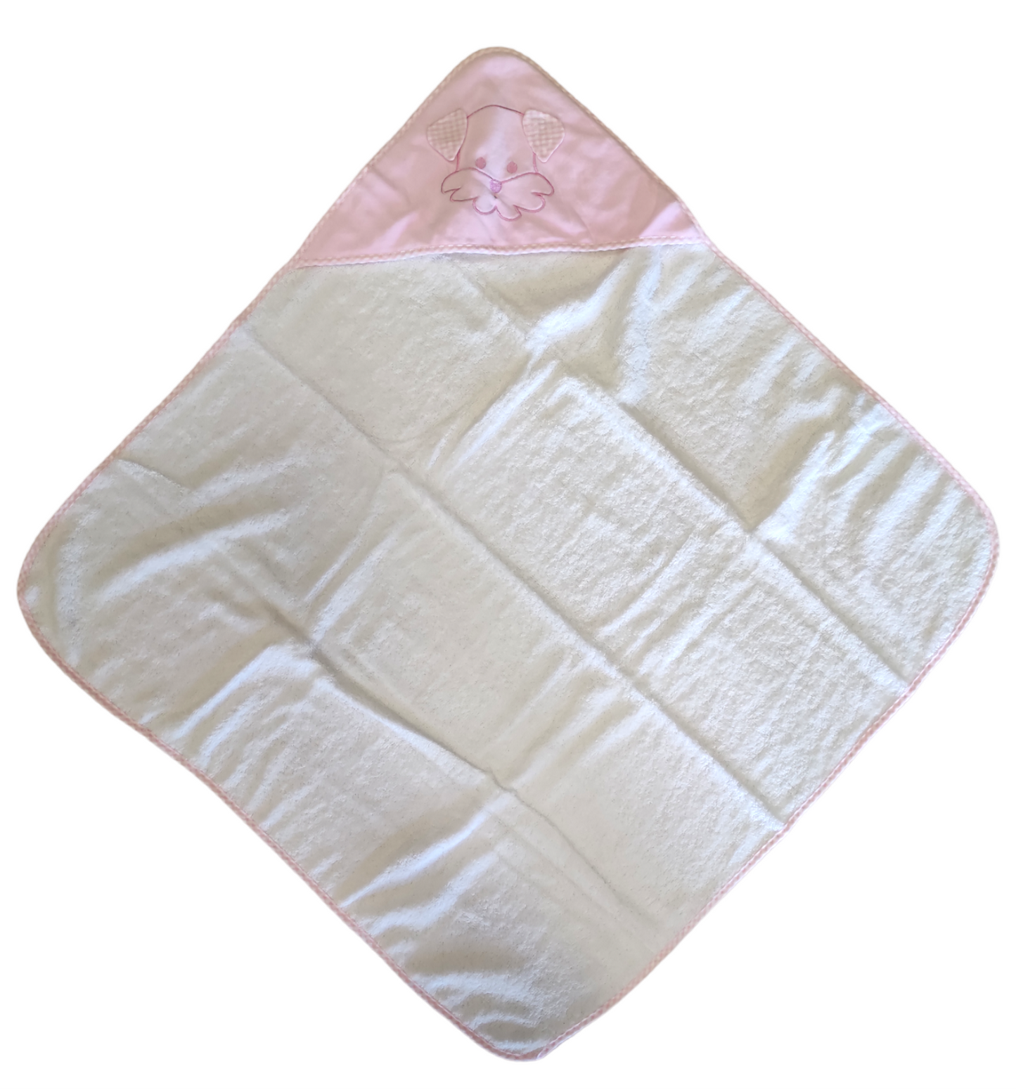 Set Accappatoio a Triangolo e Bavaglino Rosa con Ricamo Cagnolino Neonata Sardon