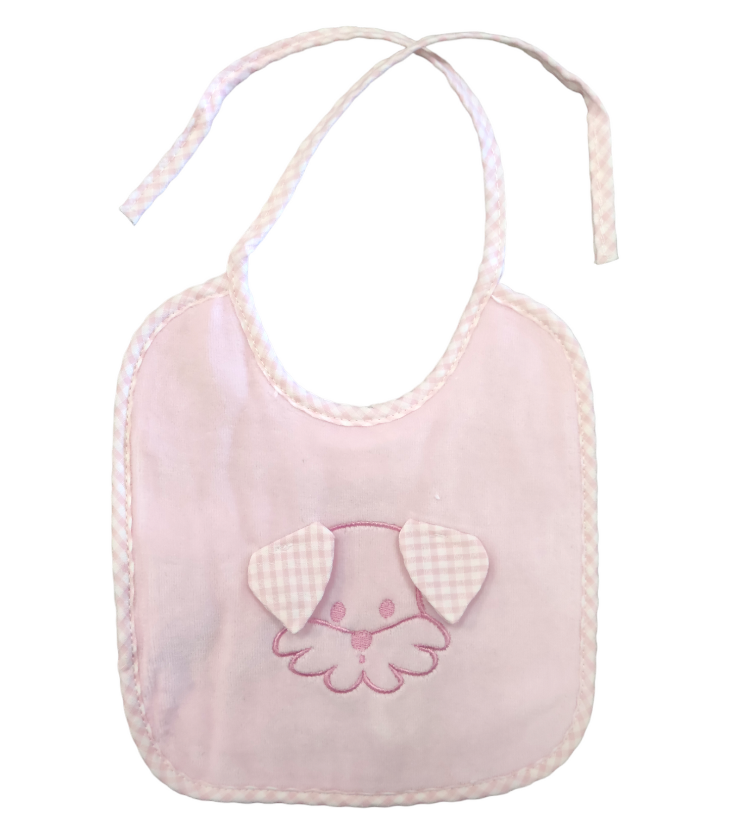 Set Accappatoio a Triangolo e Bavaglino Rosa con Ricamo Cagnolino Neonata Sardon
