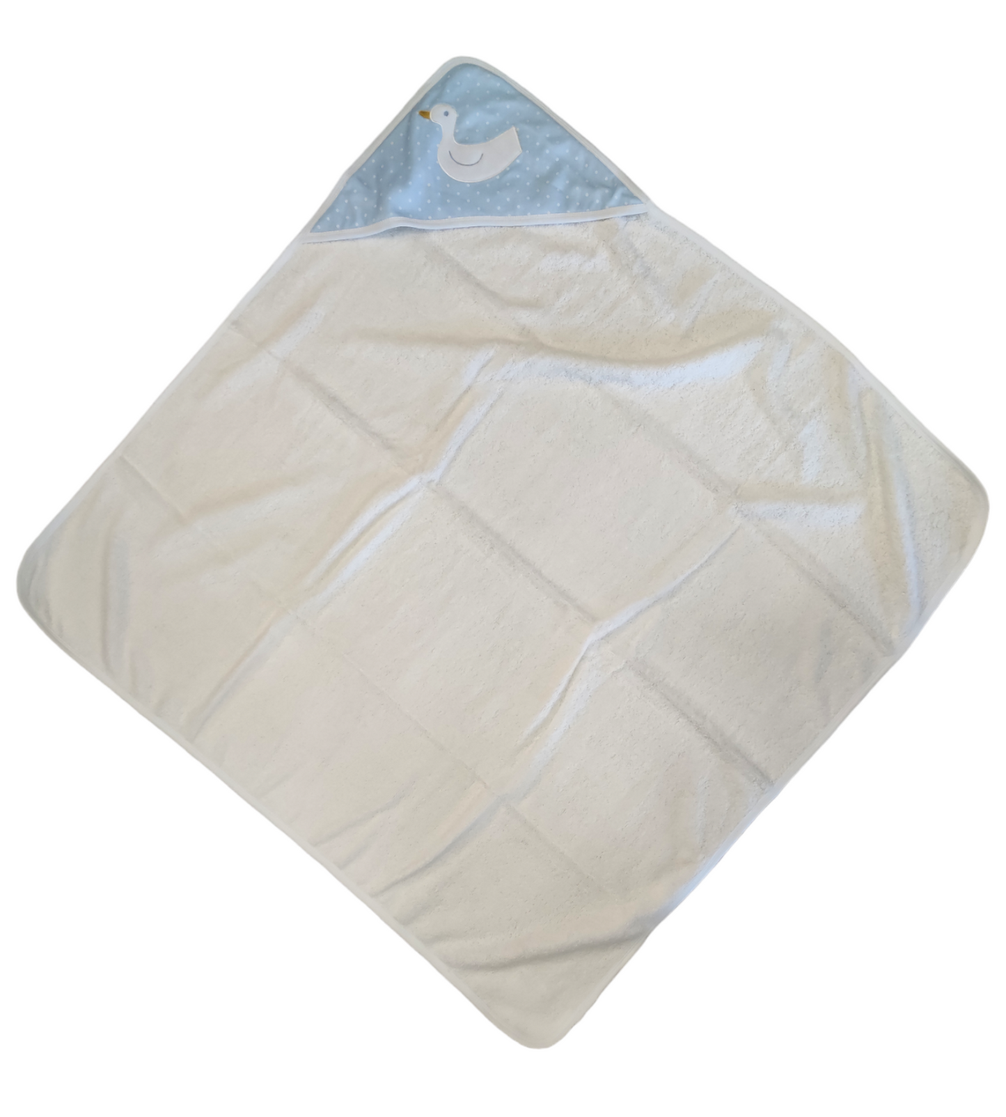 Set Accappatoio a Triangolo e Bavaglino Celeste con Ricamo Oca Neonato Sardon