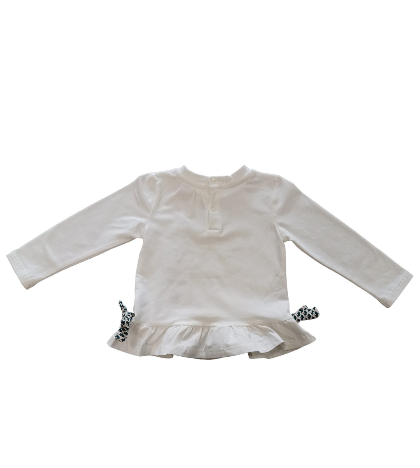 T-Shirt Felpata in Cotone Magliettina Manica Lunga Svasata con Rouches Ativo Kids Bambina 12-36 Mesi